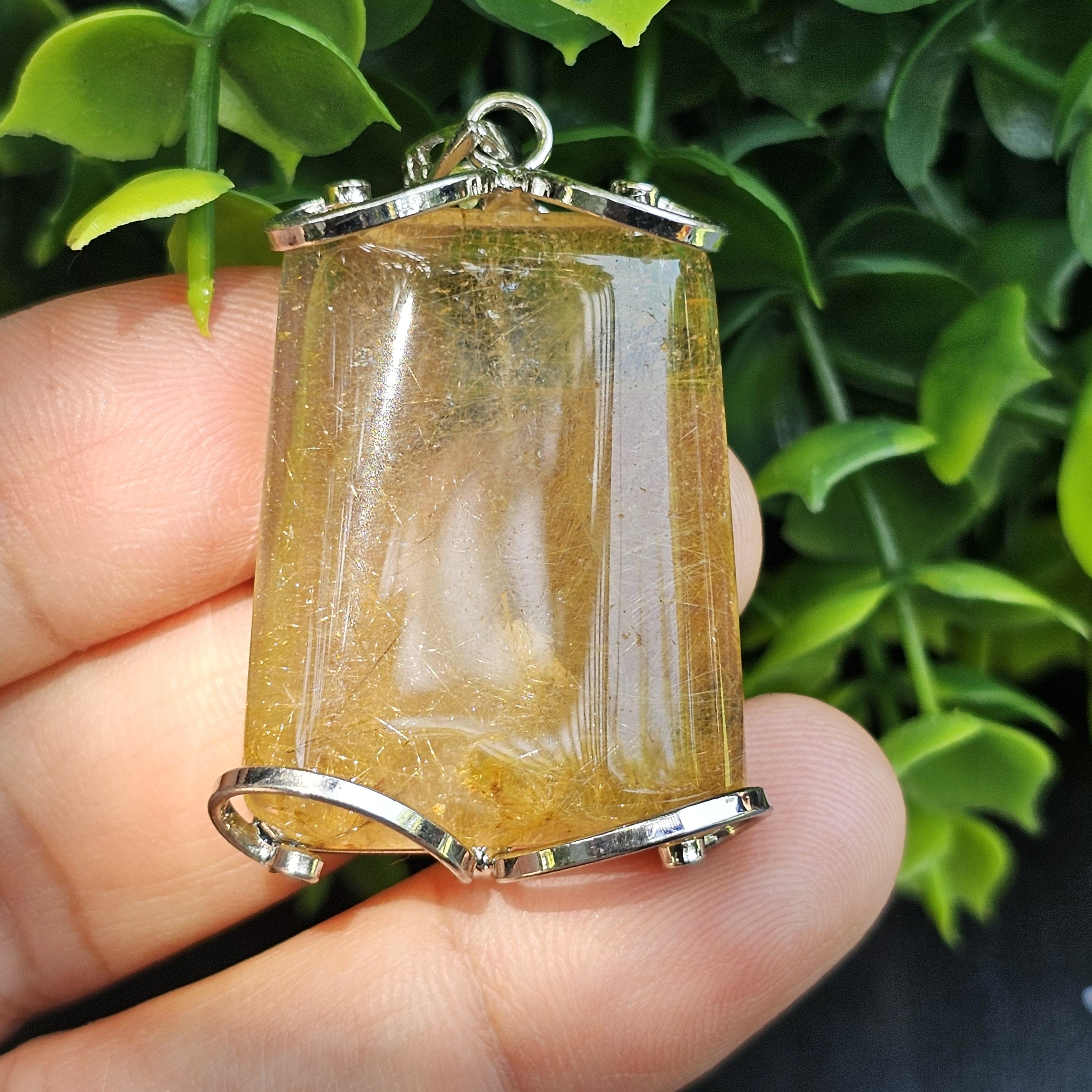 จี้ไหมทอง (Golden Rutilated Quartz) 16.34 กรัม g. พลอยแท้ อัญมณีมงคลประจําวันเกิด เครื่องประดับพลอย