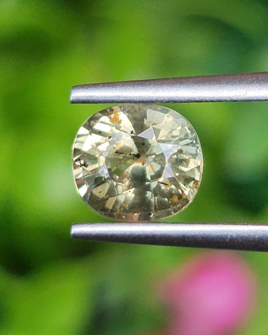 พลอย บุษราคัม yellow sapphire 1.46 กะรัต (Cts.) ดิบ (Unheated) พร้อมใบเซอร์ พลอยแท้ อัญมณีมงคลประจําวันเกิด เครื่องประดับพลอย