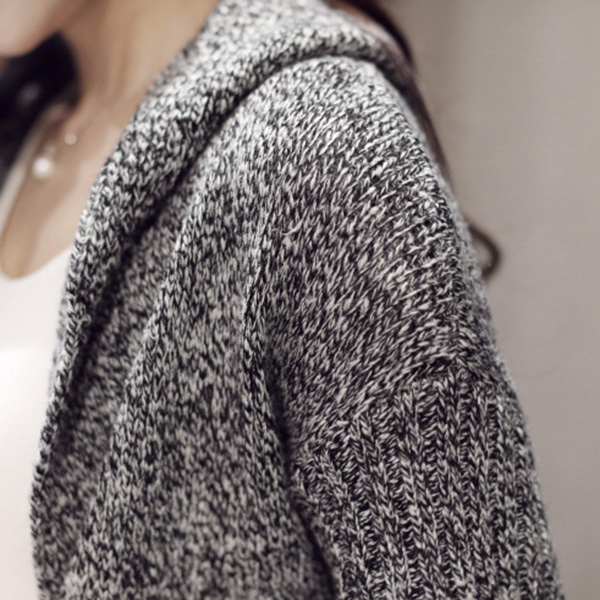 คาร์ดิแกนไหมพรมตัวยาว มีฮู้ด แต่งกระเป๋าคู่ (11778B)