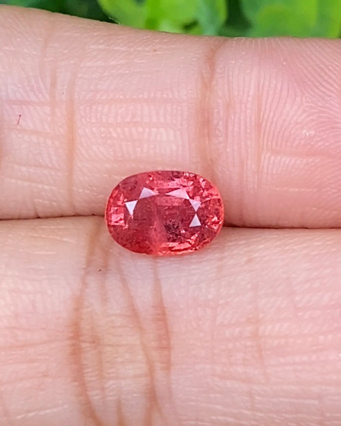 พลอย ซองเจีย ส้มอมชมพู (Pinkish Orange Sapphire) 2.31 กะรัต (Cts.) พลอยแท้ อัญมณีมงคลประจําวันเกิด เครื่องประดับพลอย
