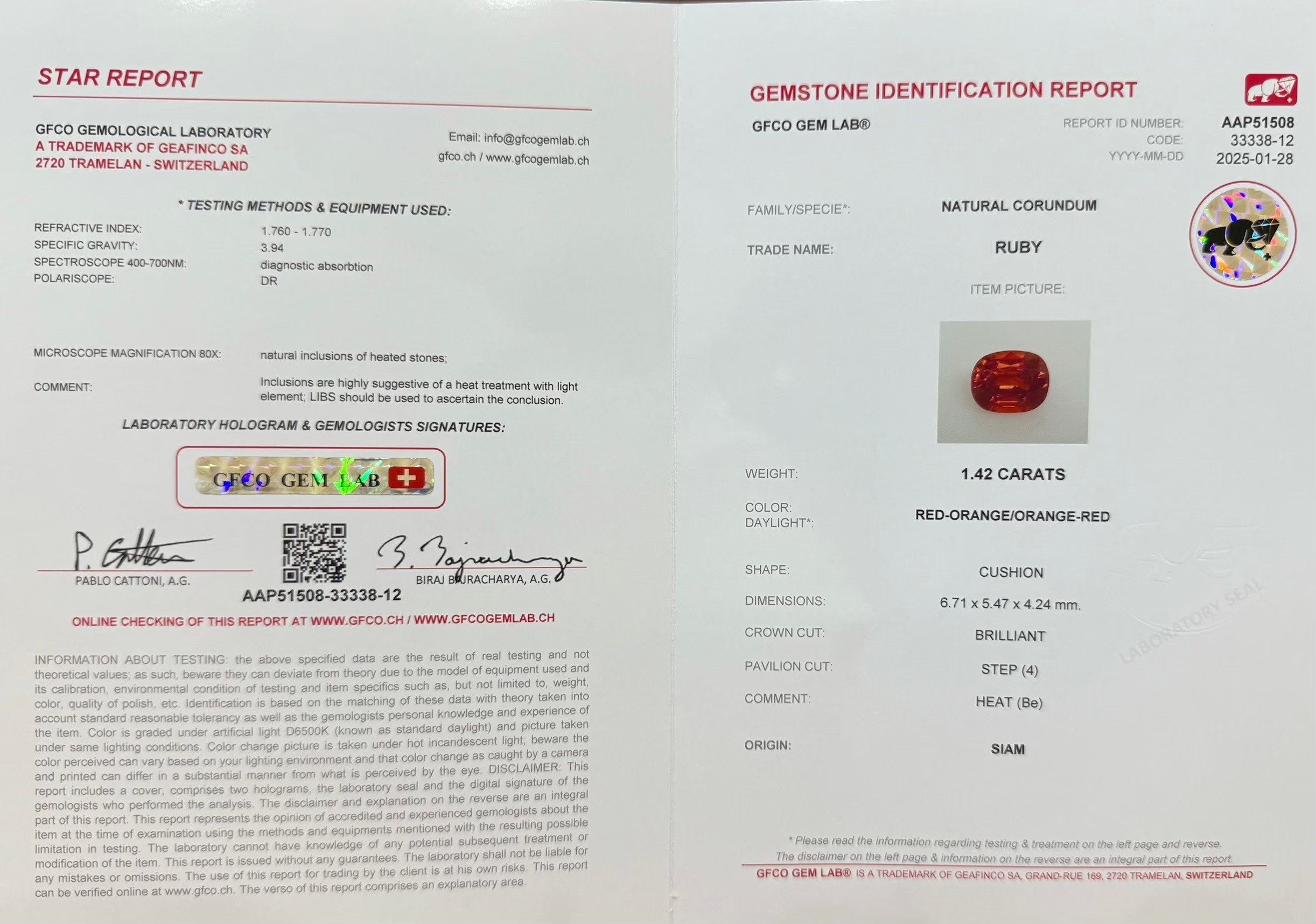 พลอย ทับทิม ซองเจีย Songea Ruby Sapphire 1.42กะรัต (Cts.) พร้อมใบเซอร์ พลอยแท้ อัญมณีมงคลประจําวันเกิด เครื่องประดับพลอย