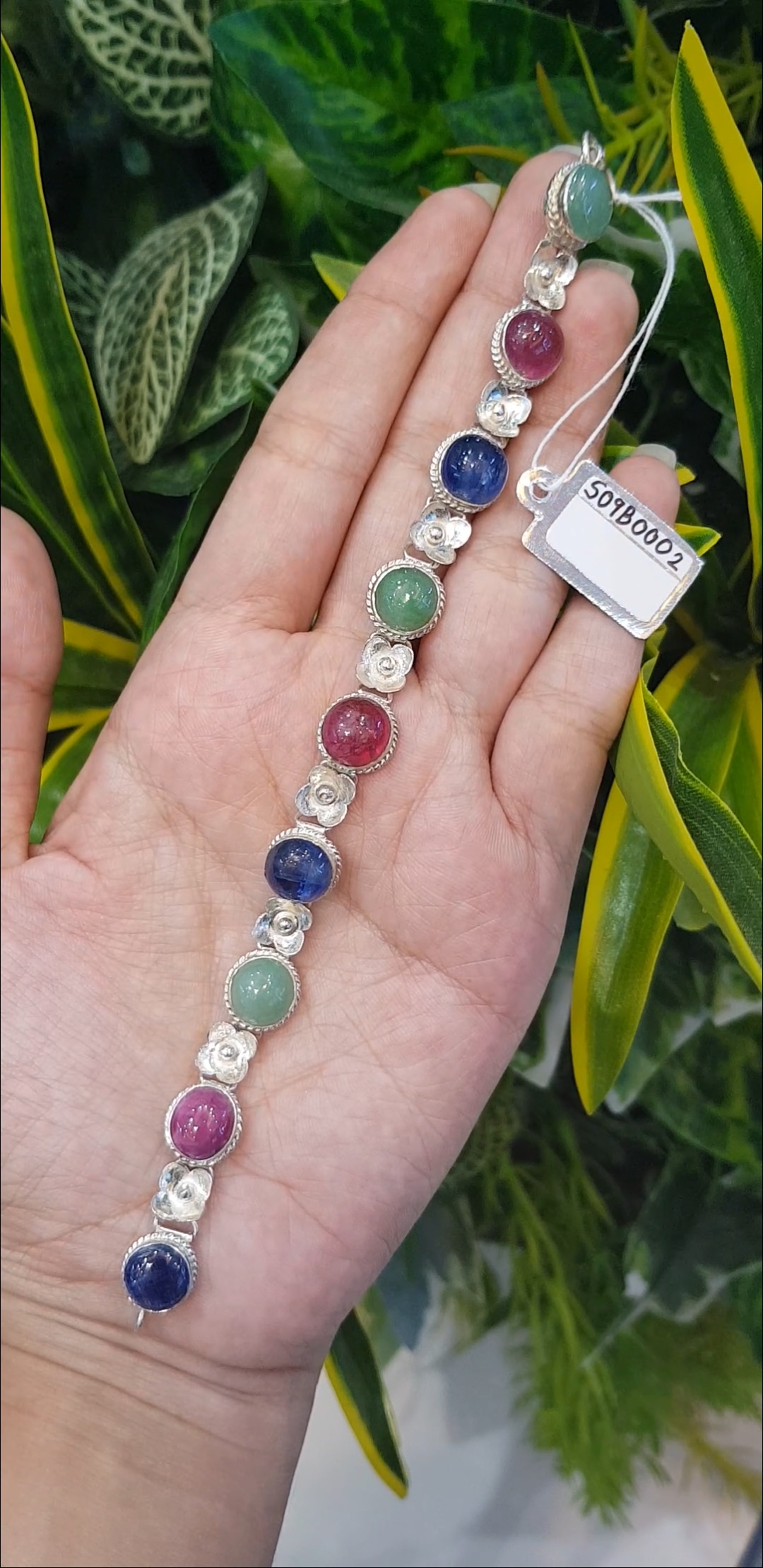 กำไลพลอยแท้ ทับทิม ไพลิน หยก Ruby Blue Sapphire Jadeite Silver Bracelet พลอยแท้ อัญมณีมงคลประจําวันเกิด เครื่องประดับพลอย