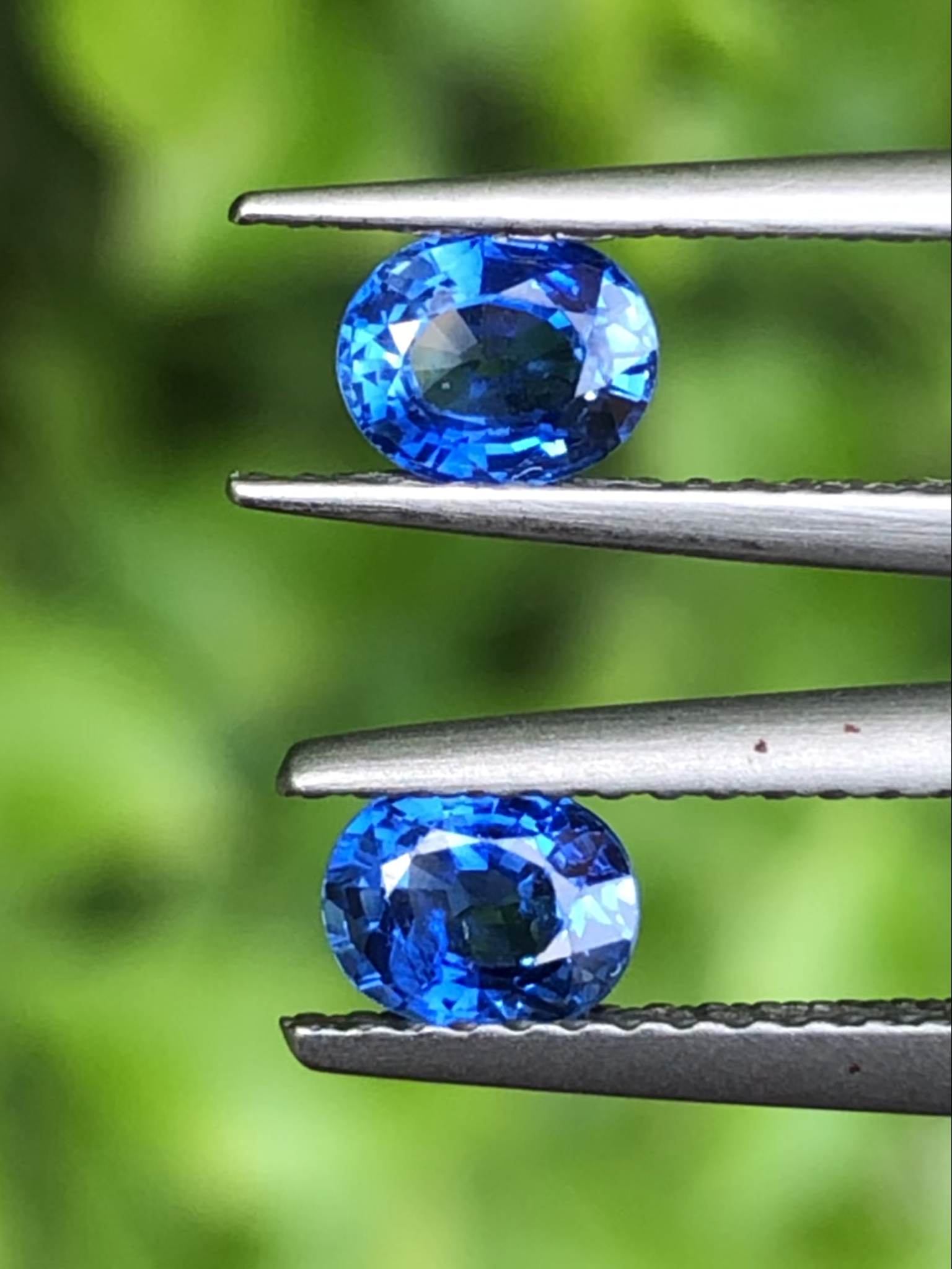พลอย ไพลิน Blue Sapphire 1.01 กะรัต (Cts.) 2 เม็ด (Pcs.) พลอยแท้ อัญมณีมงคลประจําวันเกิด เครื่องประดับพลอย