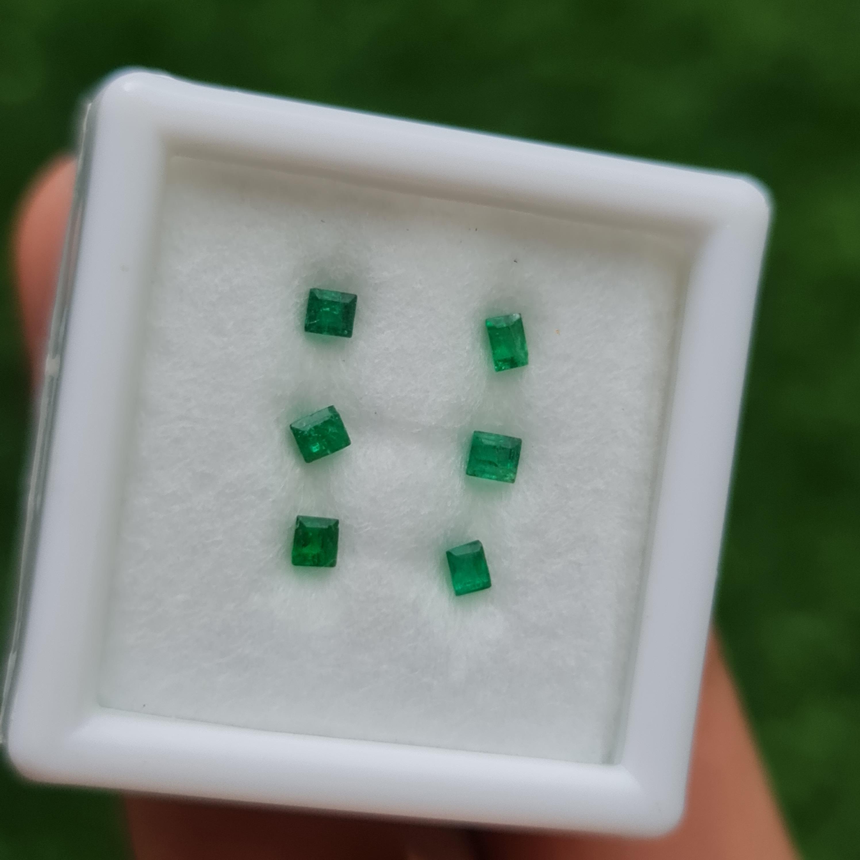 พลอย มรกต Natural Emerald แซมเบีย 0.32 กะรัต (Cts.) 5 เม็ด พลอยแท้ อัญมณีมงคลประจําวันเกิด เครื่องประดับพลอย