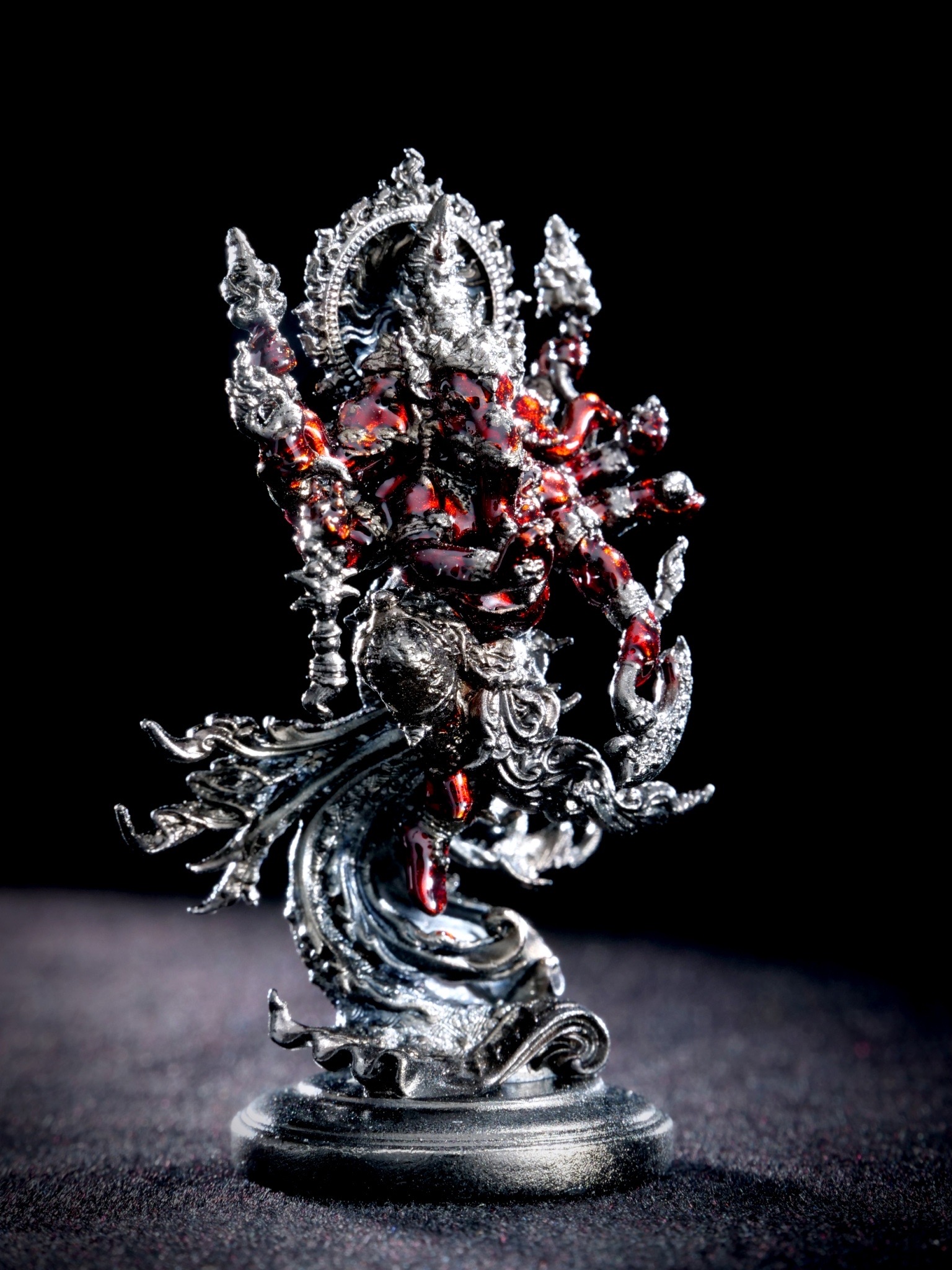 พระพิฆเนศสุริยะเทพ สุริยาบินายัค Surya Binayak รหัส7 เนื้อชนวนมหามวลสาร ชุบแบล็คกายแดง