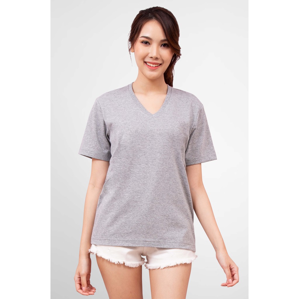 Noproblem Noproblem ยอดขาย No.1 รับประกัน ไม่ย้วย ไม่ยืด ผ้านุ่ม เสื้อยืด สีพื้น เสื้อยืดคอวี สีท็อปดราย