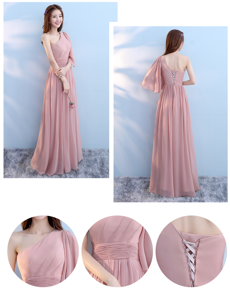 Pre-order ชุดเพื่อนเจ้าสาว สีชมพู Nude ผ้าชีฟอง เชือกผูกหลัง มีหลายแบบ