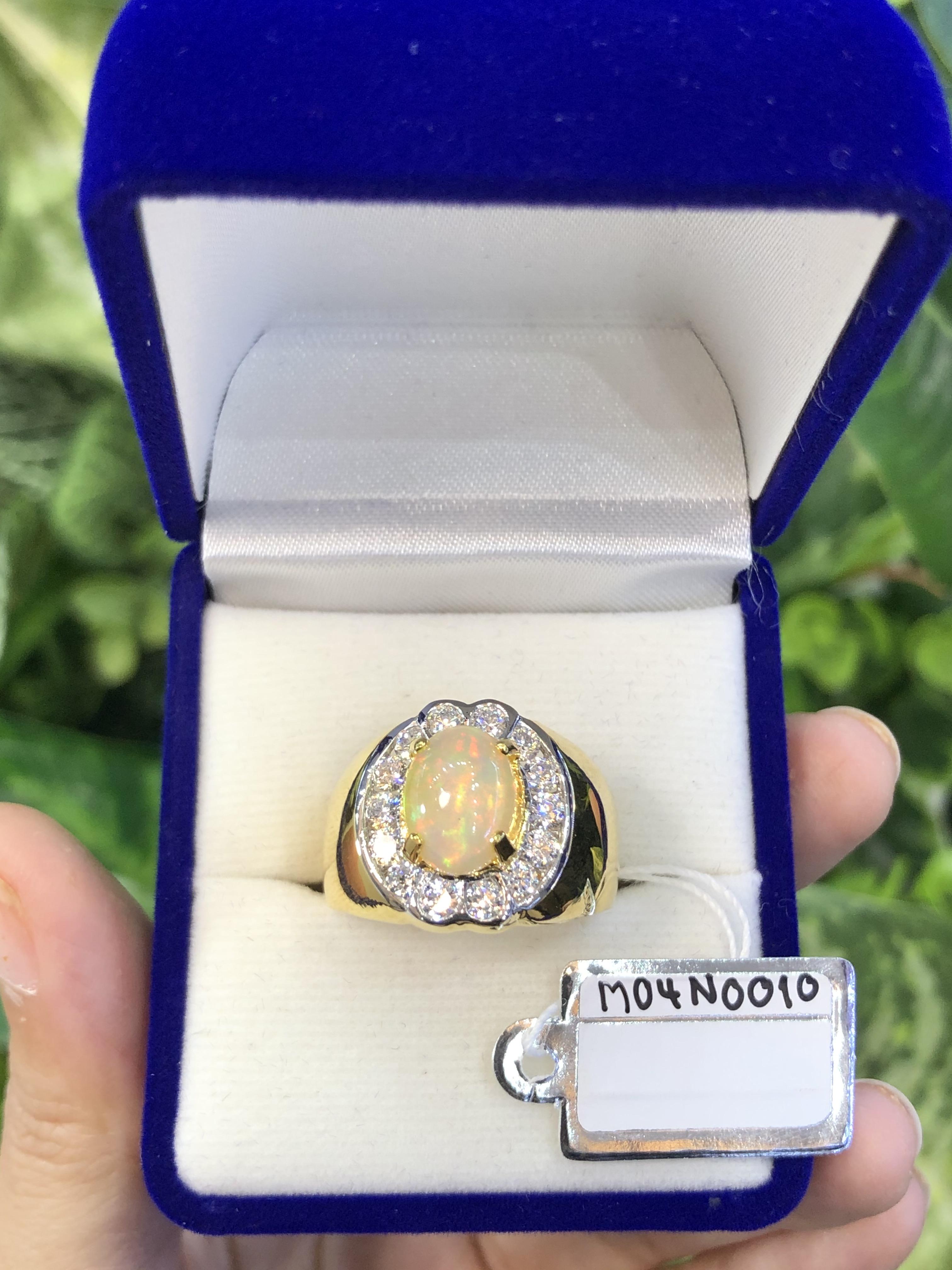 แหวน พลอยแท้ โอปอล (Size) 59 Opal Silver Ring ตัวเรือนเงิน ชุบทอง