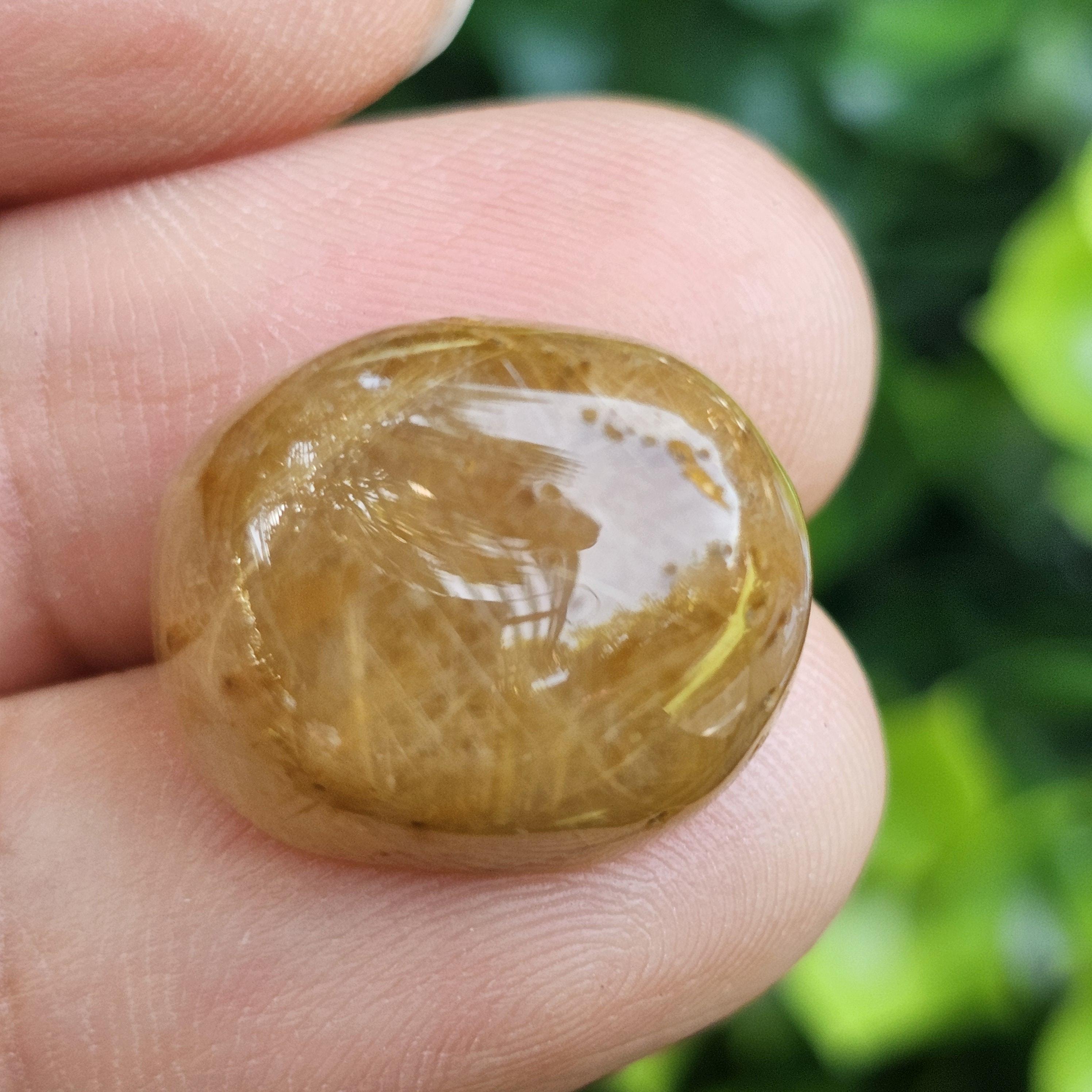ไหมทอง ควอตซ์ Golden Rutilated Quartz 21.24 กะรัต Cts.พลอยแท้ อัญมณีมงคลประจําวันเกิด เครื่องประดับพลอย