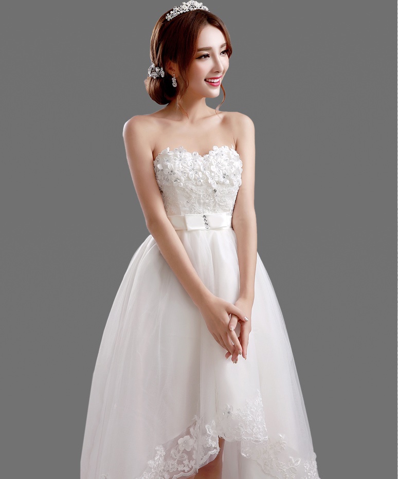 ชุดแต่งงาน เกาะอก หน้าสั้นหลังยาว