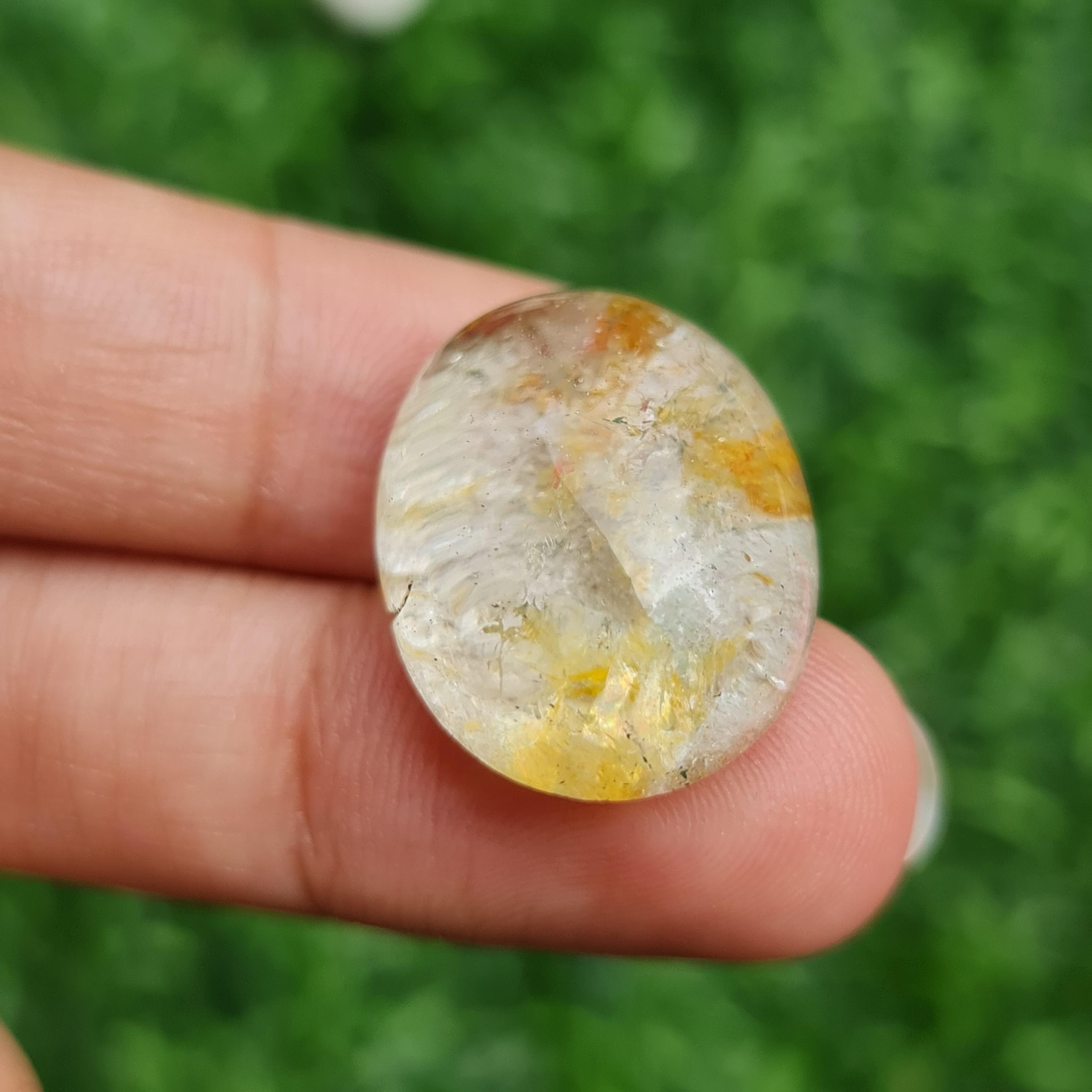 โป่งข่าม ควอตซ์ Rutilated Quartz 31.58 กะรัต Cts. พลอยแท้ อัญมณีมงคลประจําวันเกิด เครื่องประดับพลอย