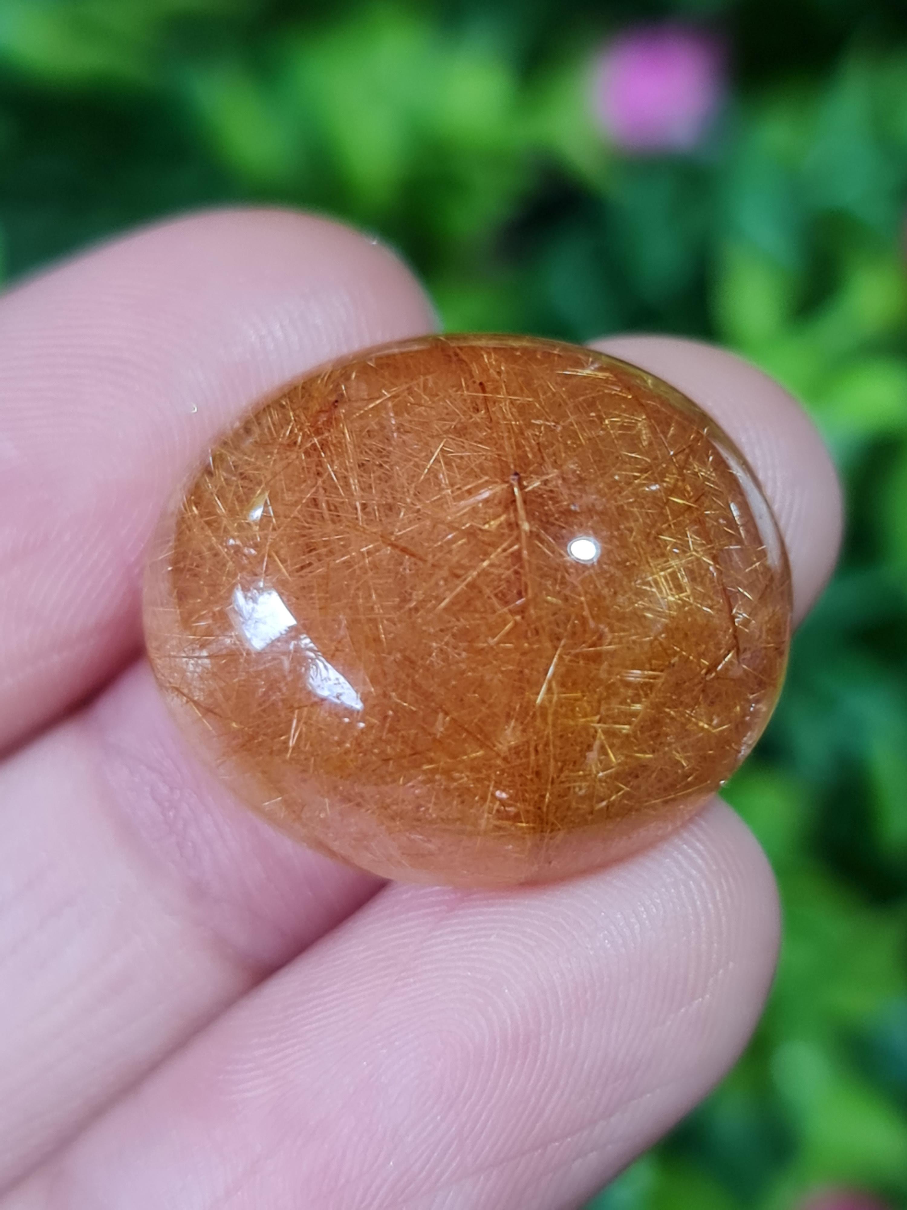 ไหมทอง ควอตซ์ Golden Rutilated Quartz 34.84 กะรัต Cts.พลอยแท้ อัญมณีมงคลประจําวันเกิด เครื่องประดับพลอย