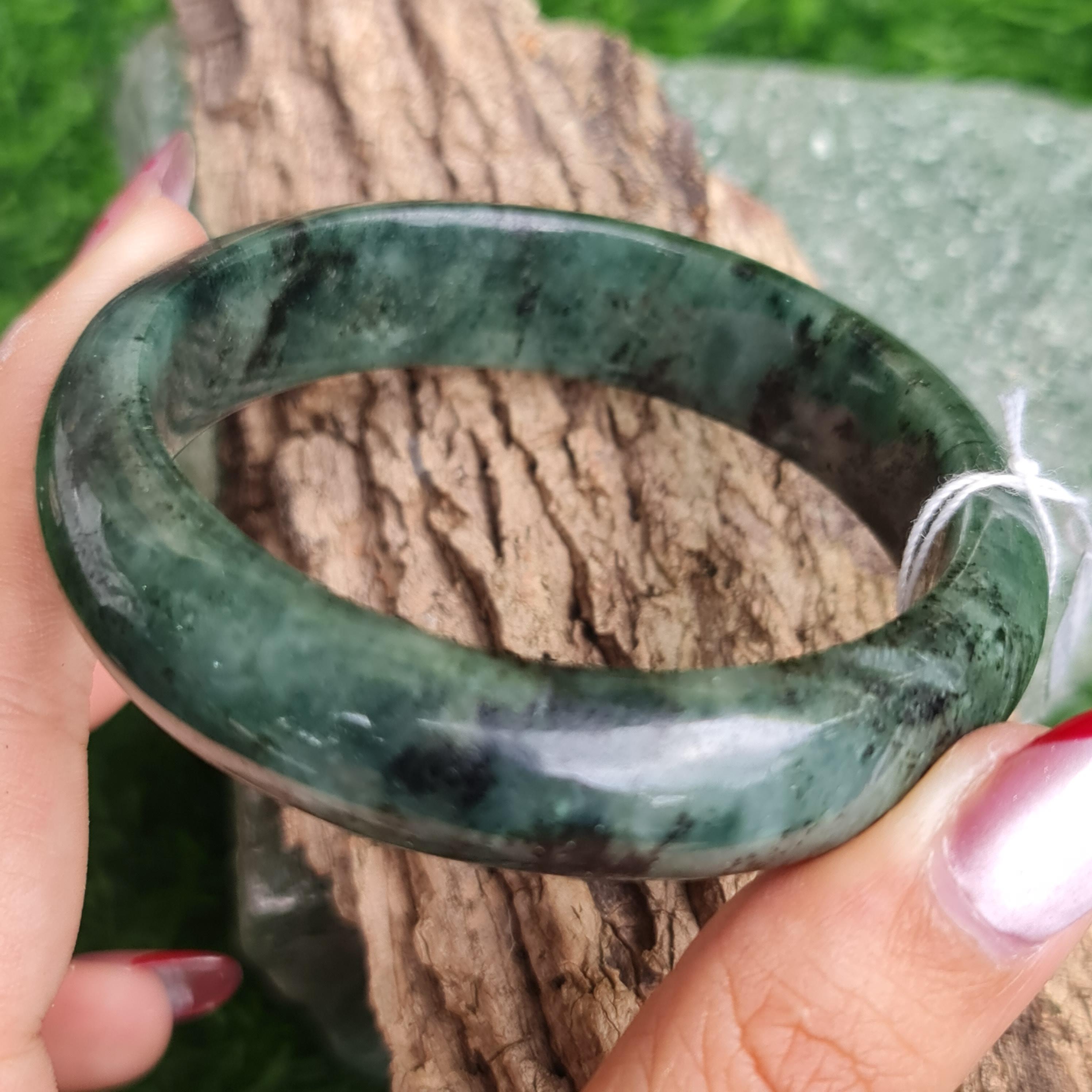 JB6804118 หยก พม่า แท้ Jade กำไลหยก 56.8 มม. (Jadeite bracelet) พม่า (Myanmar)