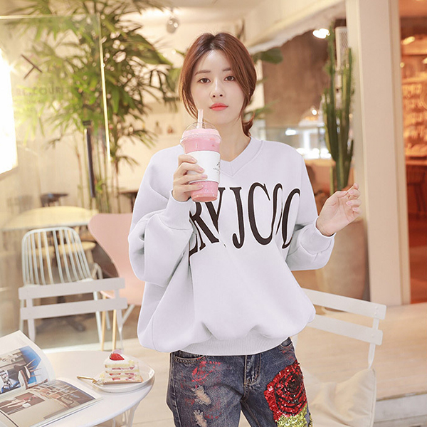 เสื้อสเวตเตอร์กันหนาว คอวี ผ้าคอตตอนพิมพ์ลาย (11911X)