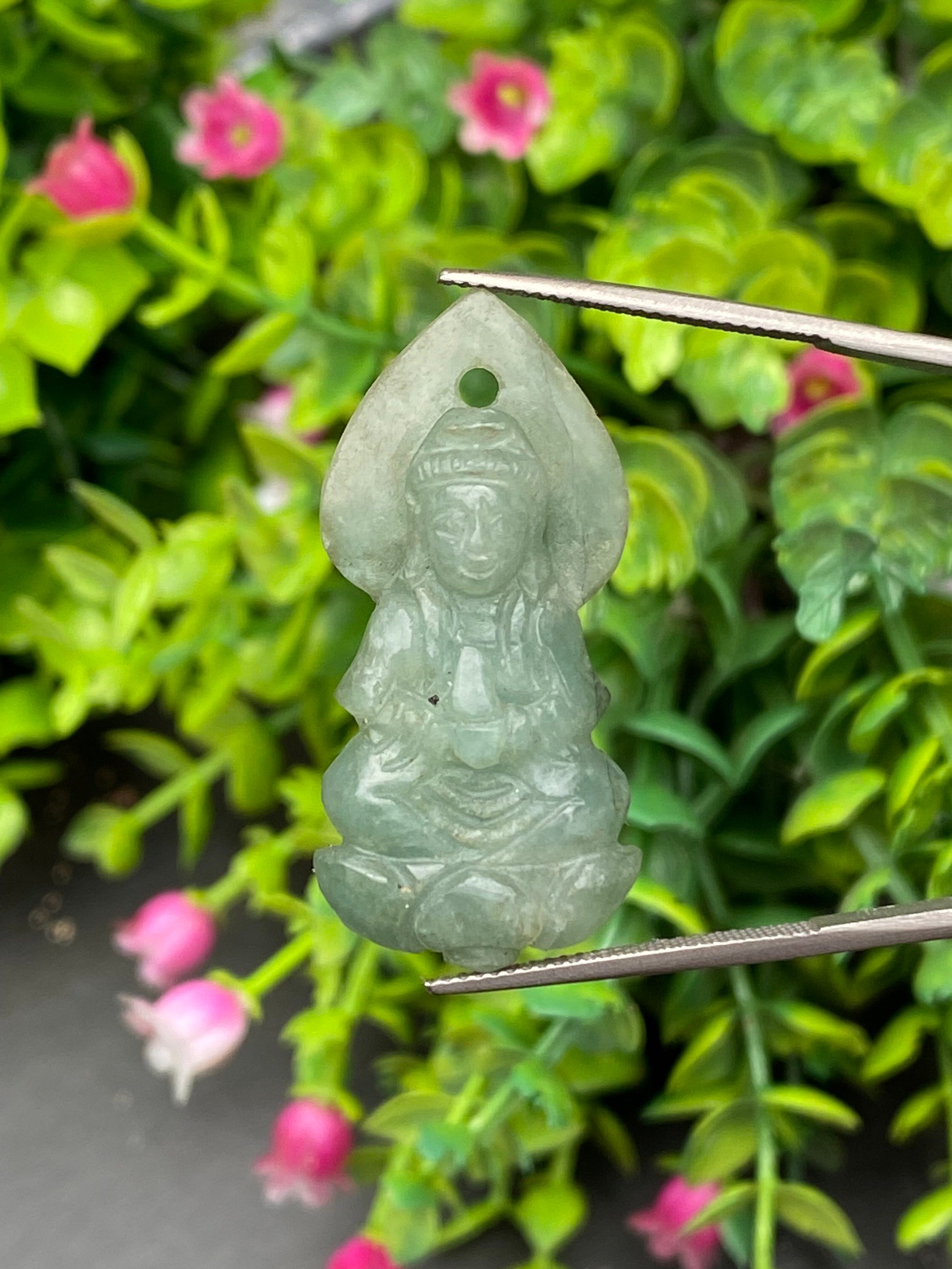 หยก แกะสลัก รูป เจ้าแม่กวนอิม (Burmese jadeite) 26.83 กะรัต (cts.) หยก พม่า แท้