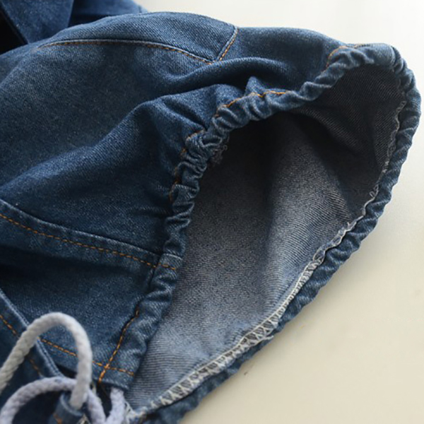 เสื้อแจ็คเก็ตยีนส์กันหนาว มีฮู้ดแต่งผ้าลูกไม้วินเทจ (11826LM)