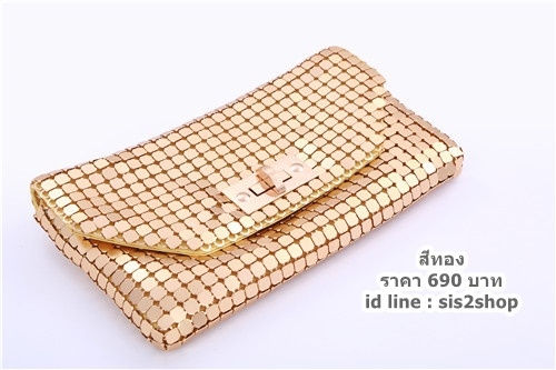 Evening Clutch กระเป๋าออกงาน ด้านในมีซิป 2ที่ เปิด-ปิดง่าย พร้อมสายโซ่สะพายยาว