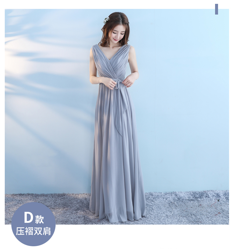 Pre-order ชุดเพื่อนเจ้าสาว สีเทา ผ้าชีฟอง เชือกผูกหลัง มีหลายแบบ