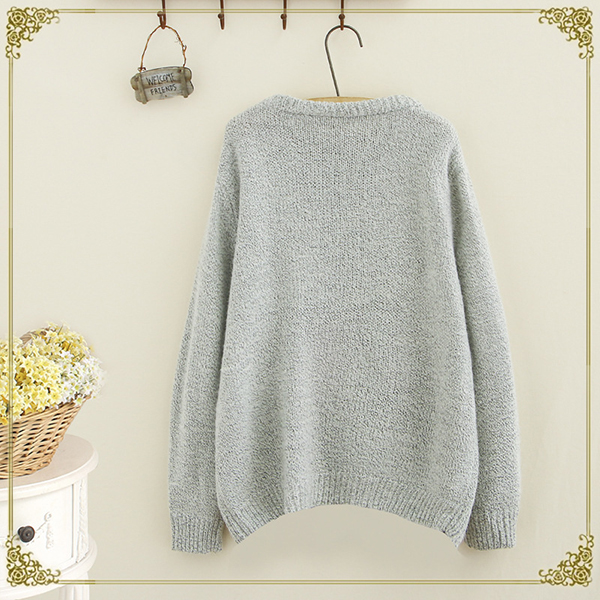 เสื้อไหมพรมกึ่งวูลผ้าหนานุ่ม ถักลายสิงโต (12053LM)