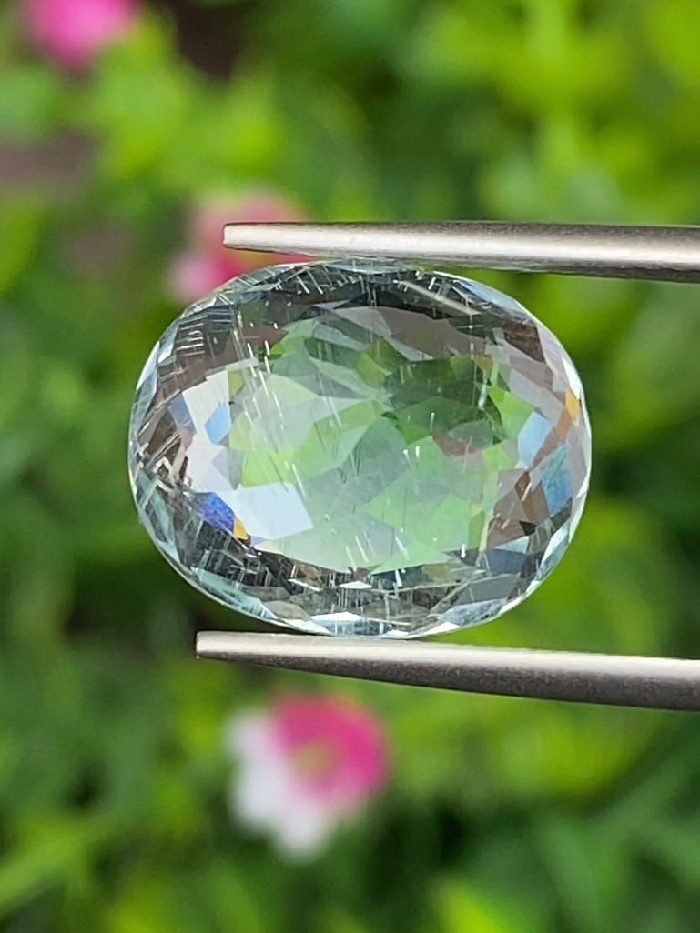 พลอย อความารีน Aquamarine 8.47 กะรัต (Cts.) พลอยแท้ อัญมณีมงคลประจําวันเกิด เครื่องประดับพลอย