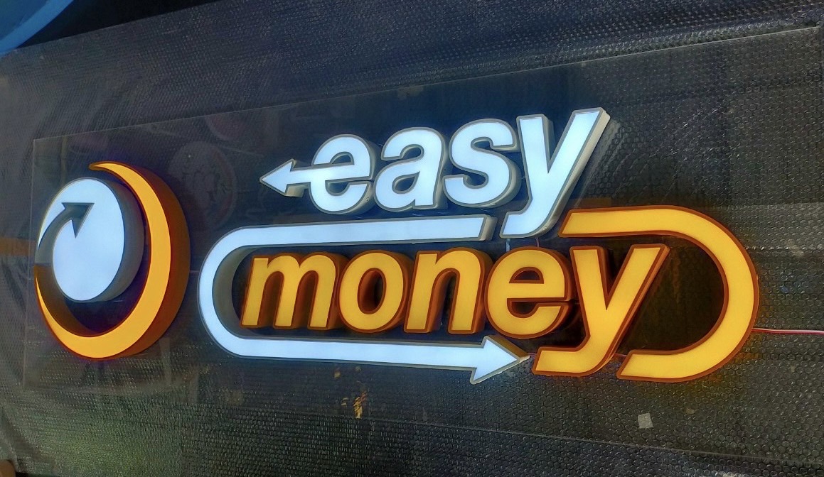 ป้ายอักษรซิงค์ไฟออกหน้า ขนาดป้าย 50 x 178 cm