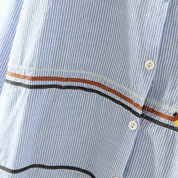 เดรสเชิ้ตแฟชั่นญี่ปุ่น แขนยาว แต่งปักลายน้องหมา (12289LM)