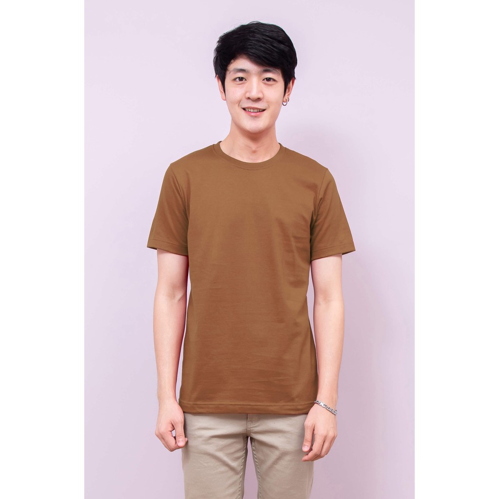 เสื้อยืด OV101 คอกลม ผ้าCotton100% 32 เนื้อนุ่ม ใส่สบาย สีเอสเปรสโซ