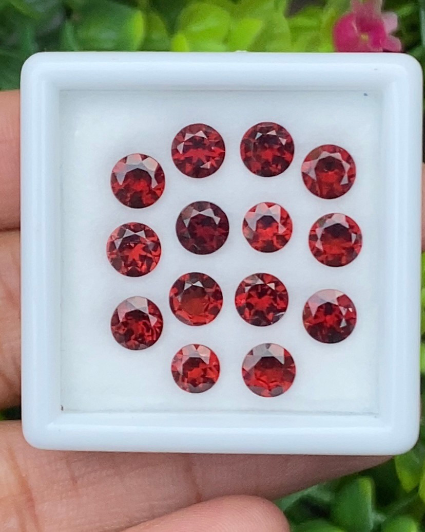 พลอย โกเมน Garnet 14 เม็ด (pcs.) 10.16 กะรัต (Cts.) พลอยแท้ อัญมณีมงคลประจําวันเกิด เครื่องประดับพลอย