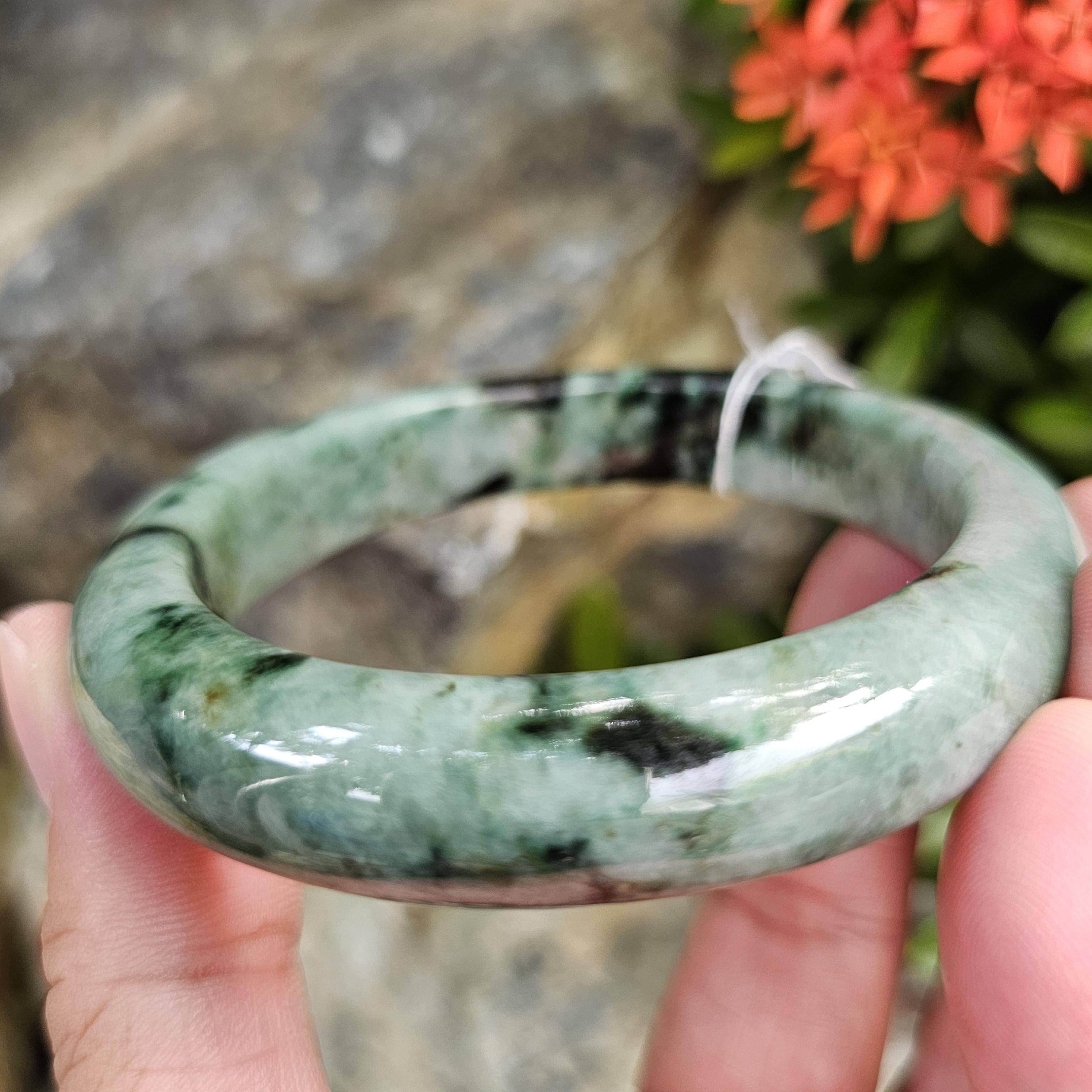 JB6804035 หยก พม่า แท้ Jade กำไลหยก 63.3 มม. (Jadeite bracelet) พม่า (Myanmar)