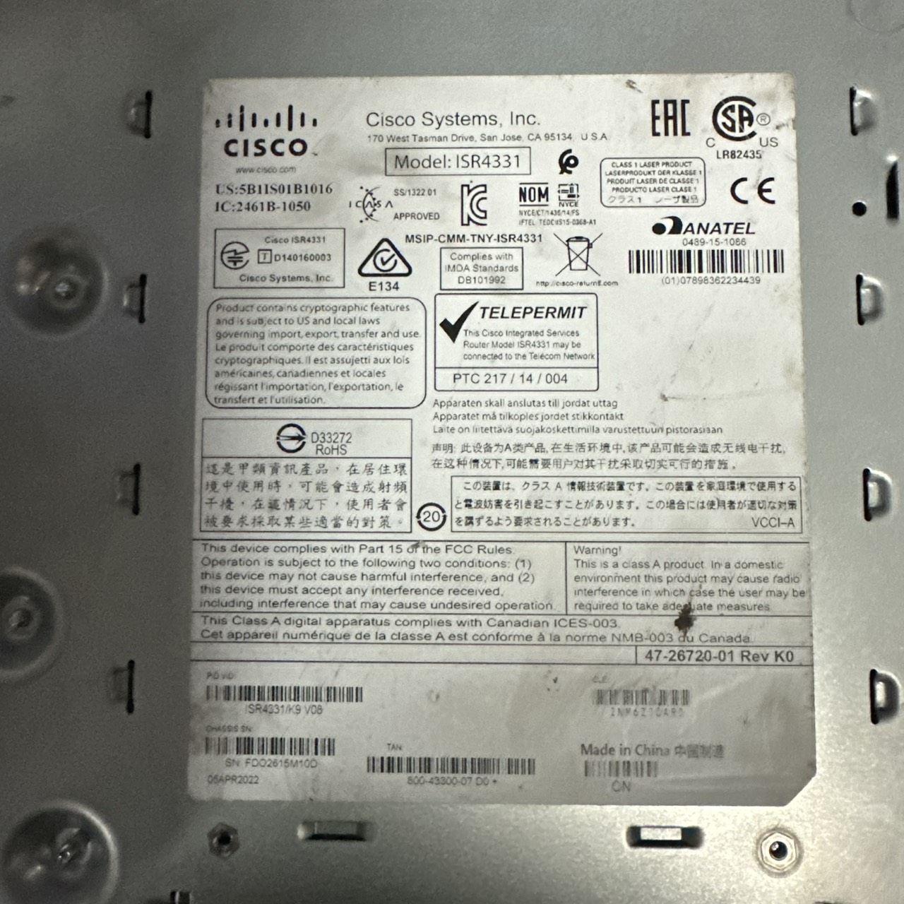 Routers Cisco 4300 Series Integrated Services Routers