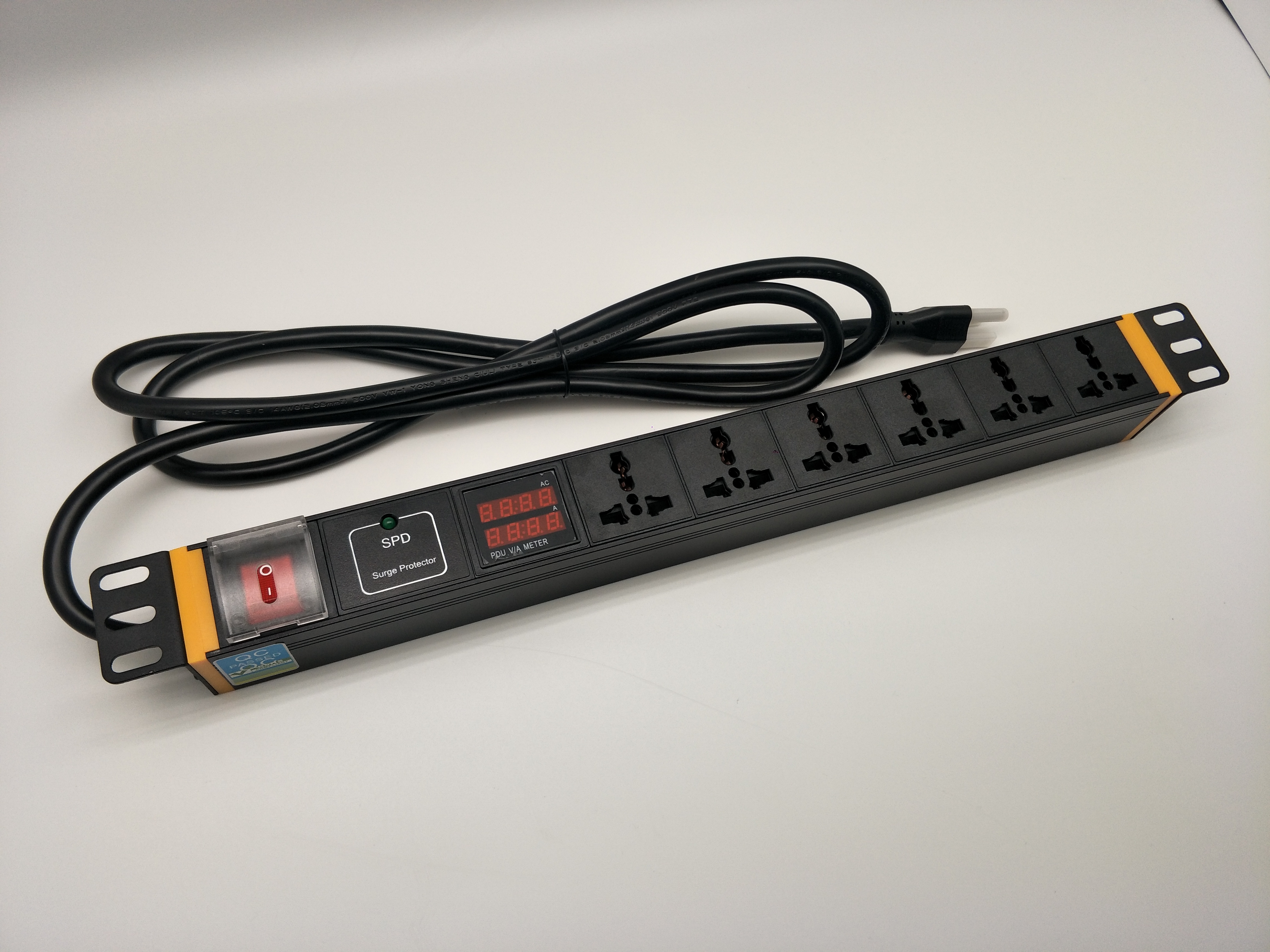 PDU.รางปลั๊กไฟใส่ตู้ 1U RACK AC จอแสดง V/A