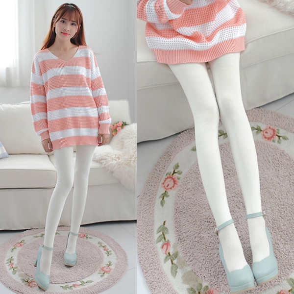 เลกกิ้งกันหนาวสีขาวสโนว์เกรดพรีเมี่ยม ซับแคชเมียร์ใส่ติดลบได้ (11952L)