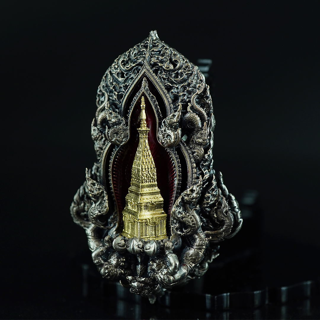 เหรียญท้าวเวสสุวรรณทรงดอกจำปี เวสสุวรรณอุรังคพิทักษ์ รายการศูนย์จอง เนื้อบรอนซ์เงินซาตินลงยา องค์พระชุบทอง