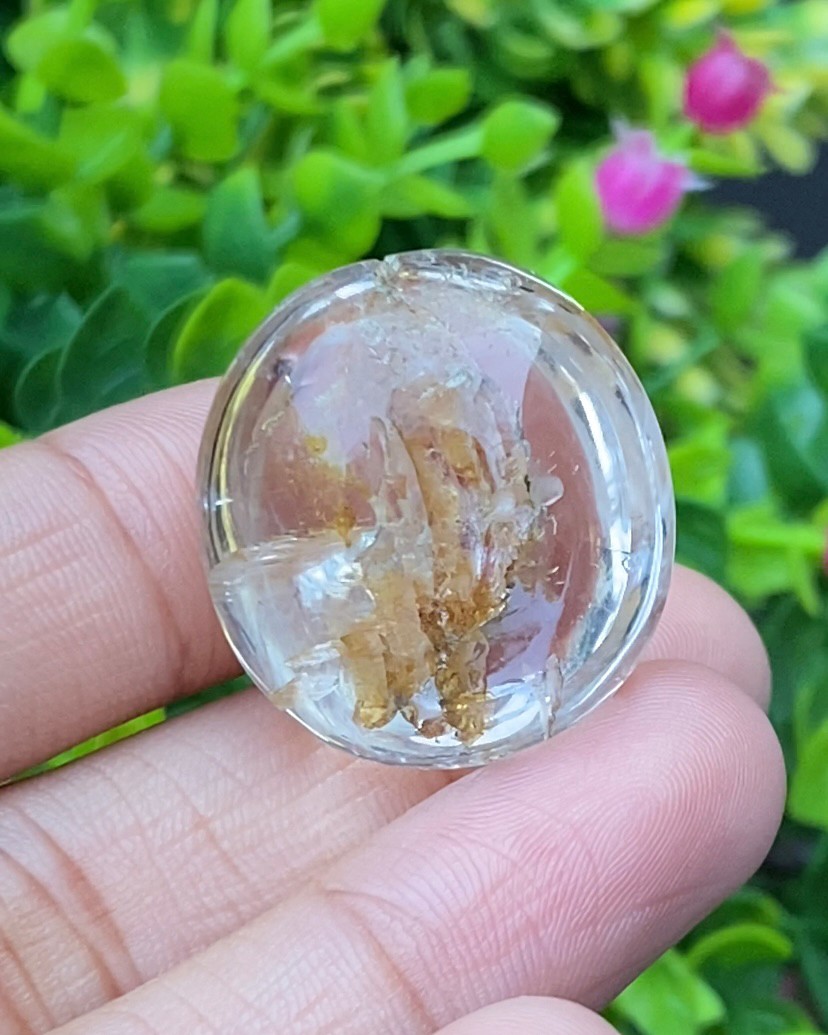 โป่งข่าม ควอตซ์ Rutilated Quartz 75.67 กะรัต Cts. พลอยแท้ อัญมณีมงคลประจําวันเกิด เครื่องประดับพลอย