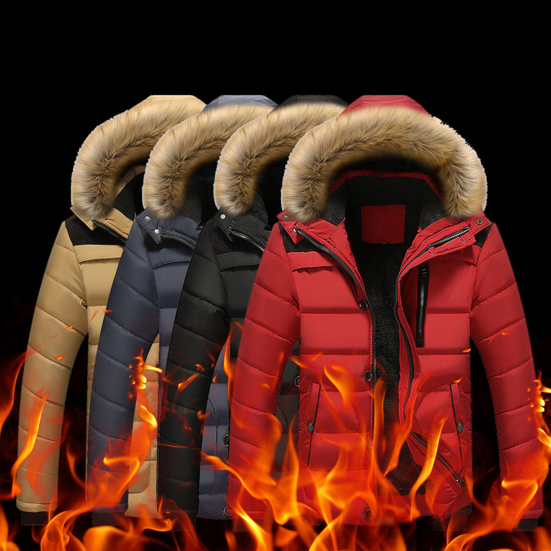 เสื้อโค้ทผู้ชาย รุ่นหนาบุซับขนแต่งฮู้ดเฟอร์ถอดได้ (10141MM)