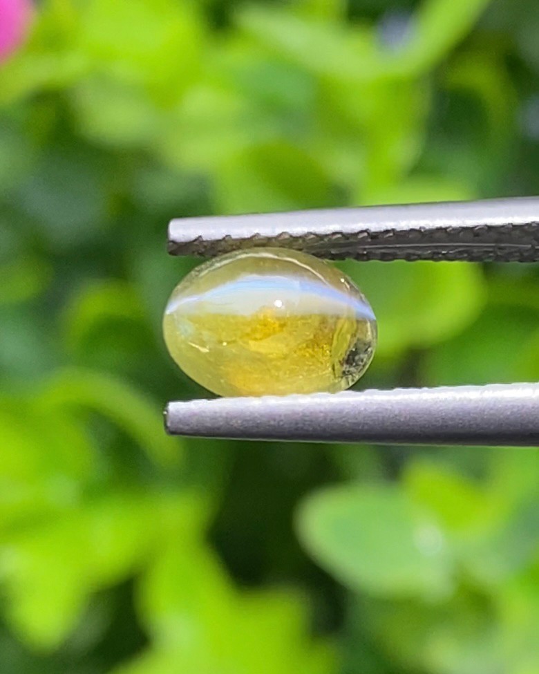 พลอย ตาแมว คริโซเบริล Cat eye Chrysoberyl 1.10 กะรัต (Cts.) พลอยแท้ อัญมณีมงคลประจําวันเกิด เครื่องประดับพลอย