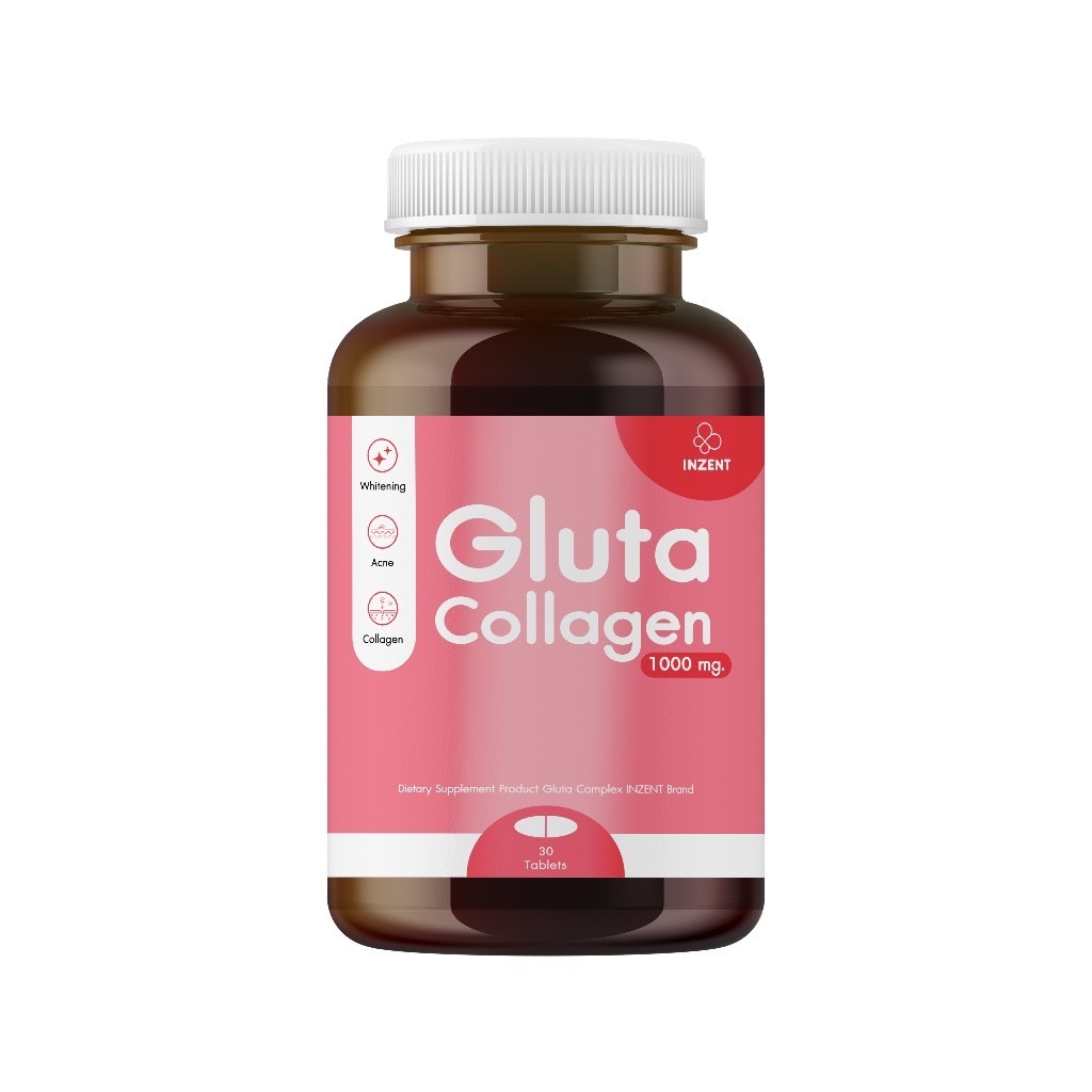 3 PV. วิตามินกลูต้า INZENT Gluta Collagen 1000MG (30 เม็ด) แอล กลูต้า พลัส คอลลาเจน สูตรเข้มข้น 1,000 mg