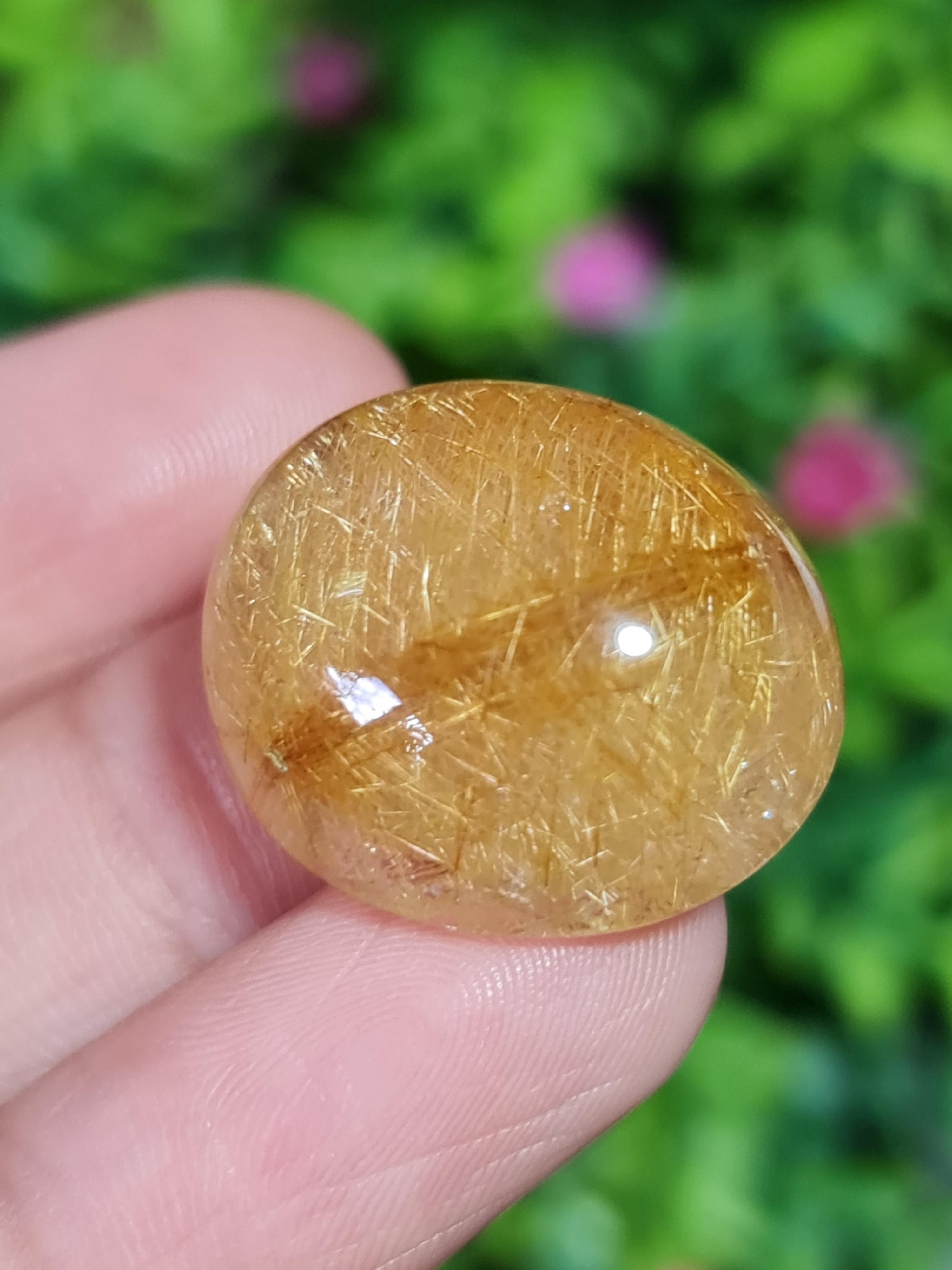 ไหมทอง ควอตซ์ Golden Rutilated Quartz 45.15 กะรัต Cts.พลอยแท้ อัญมณีมงคลประจําวันเกิด เครื่องประดับพลอย