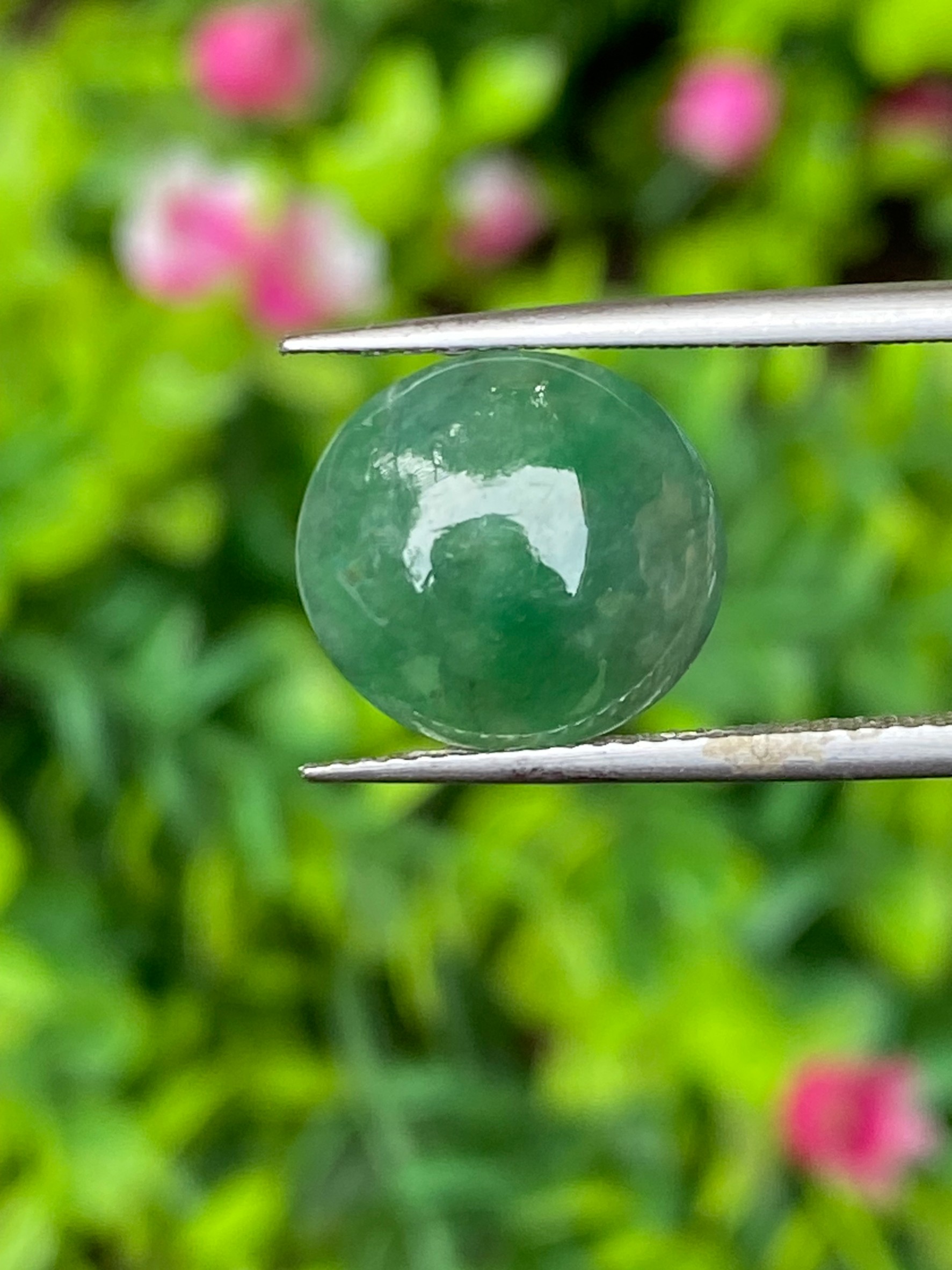 หยกพม่าเจียรนัย (Burmese jade ) 5.18 กะรัต หยกแท้ อัญมณีมงคลประจําวันเกิด เครื่องประดับหยก
