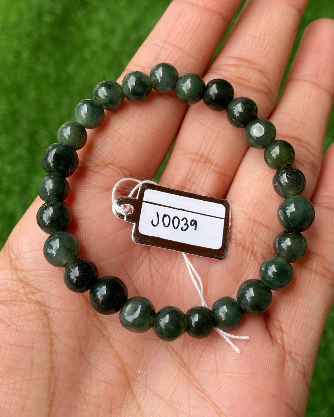 J0039 หยก พม่า แท้ Jade กำไล ประคำหยก (Jadeite Beads Bracelet) พม่า (Myanmar)