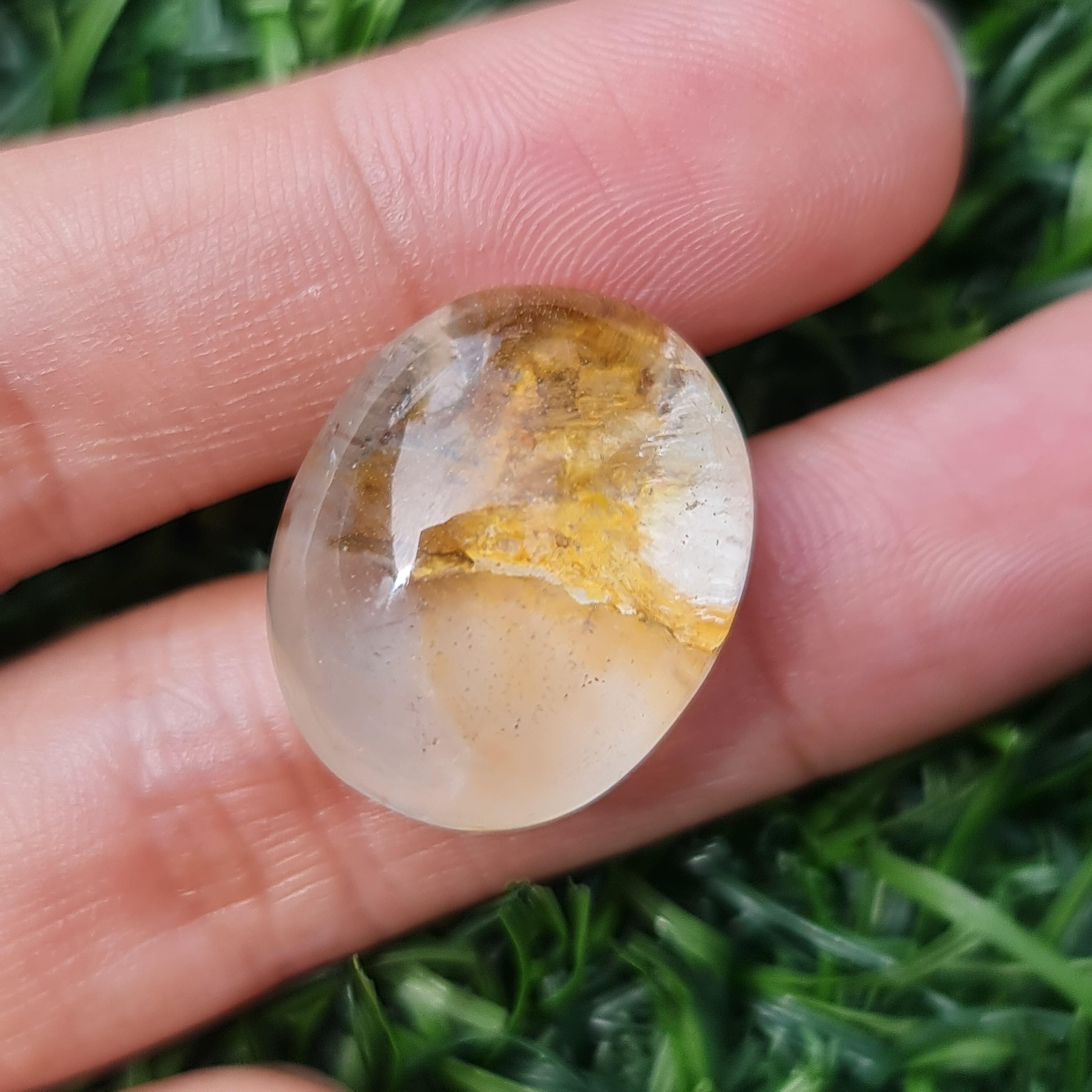 โป่งข่าม ควอตซ์ Rutilated Quartz 31.50 กะรัต Cts. พลอยแท้ อัญมณีมงคลประจําวันเกิด เครื่องประดับพลอย