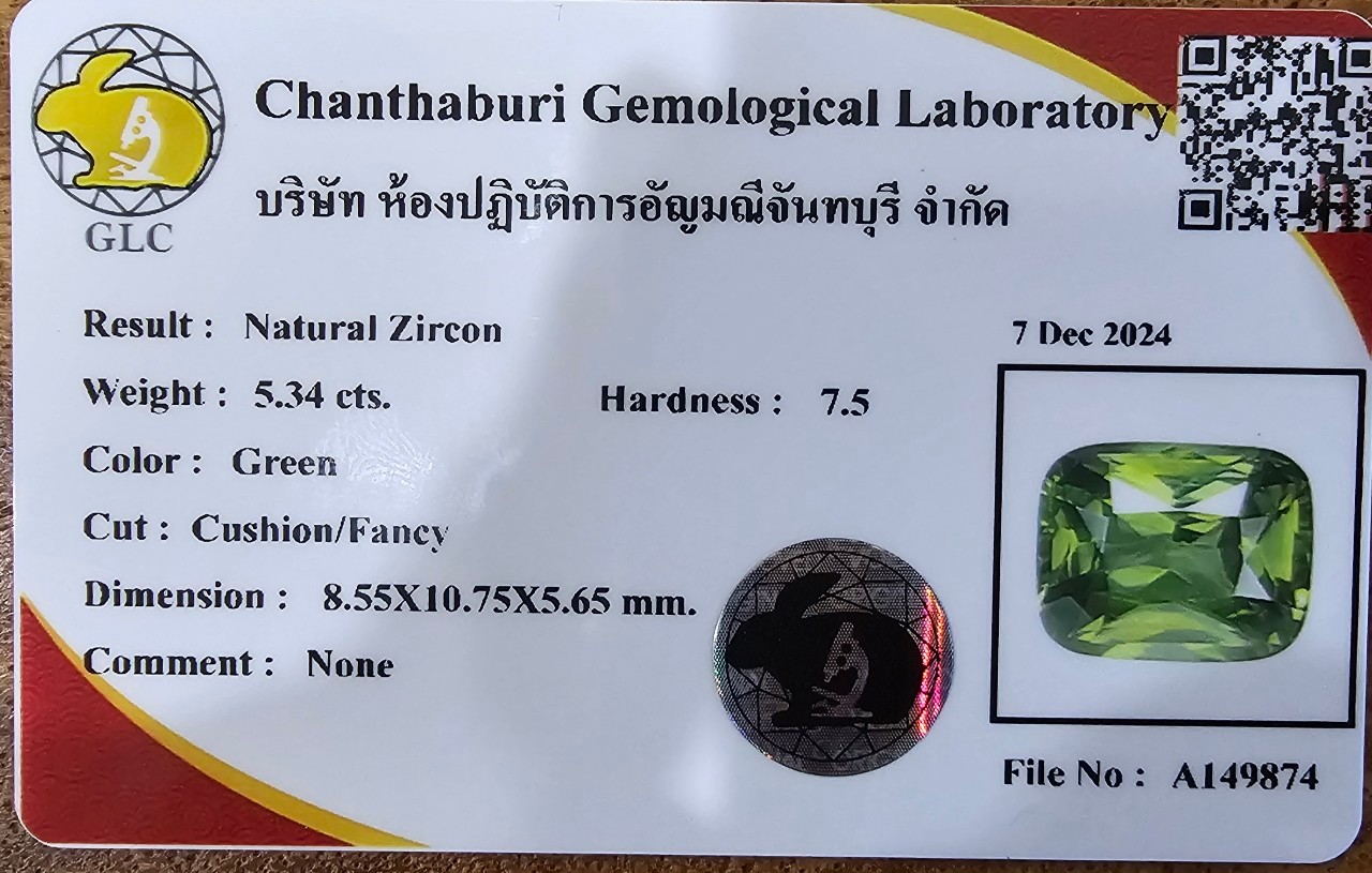 พลอย เพทาย Natural Zircon 5.34 กะรัต (Cts.) ดิบ พร้อมใบเซอร์ พลอยแท้อัญมณีมงคล ประจําวันเกิด เครื่องประดับพลอย