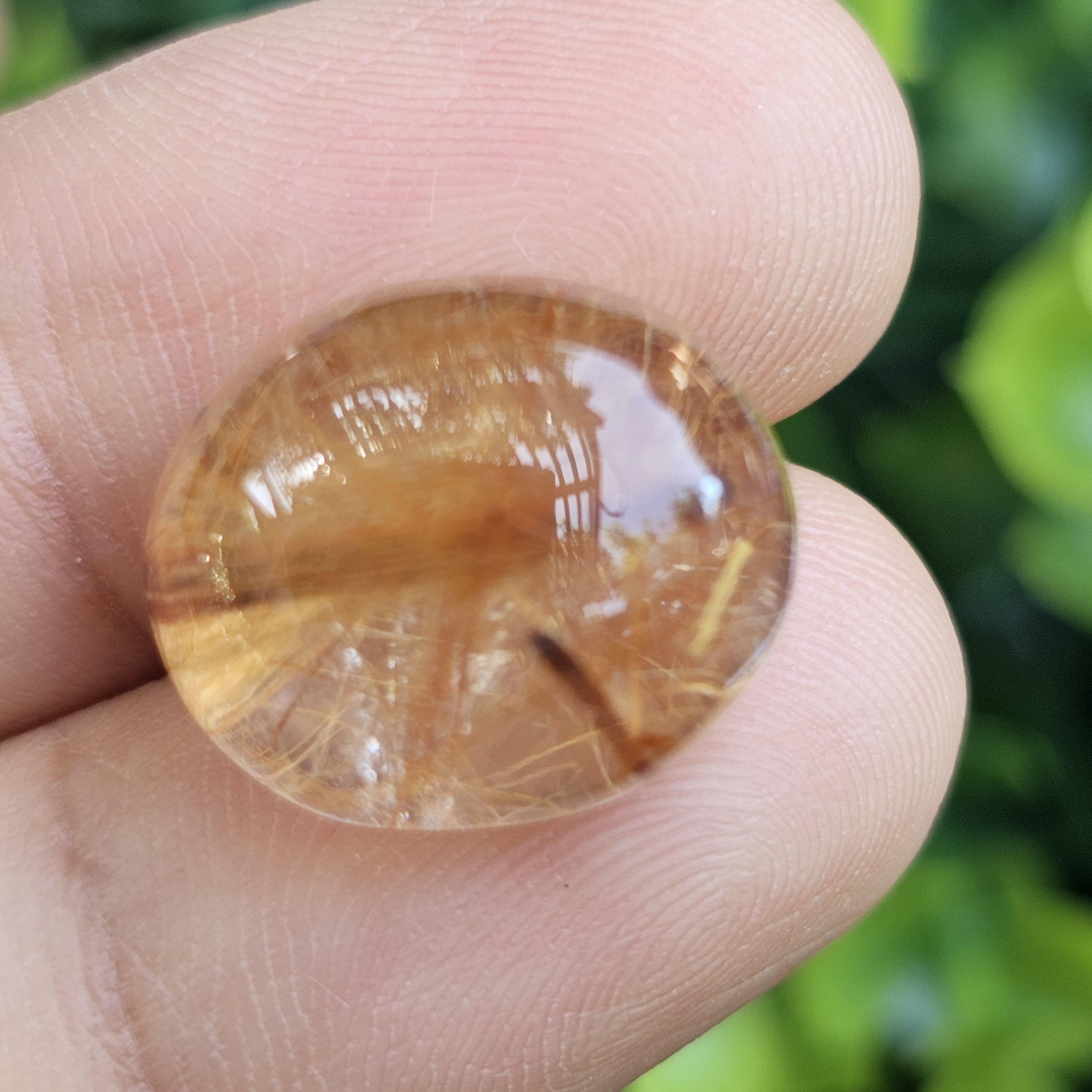 ไหมทอง ควอตซ์ Golden Rutilated Quartz 17.12 กะรัต Cts.พลอยแท้ อัญมณีมงคลประจําวันเกิด เครื่องประดับพลอย