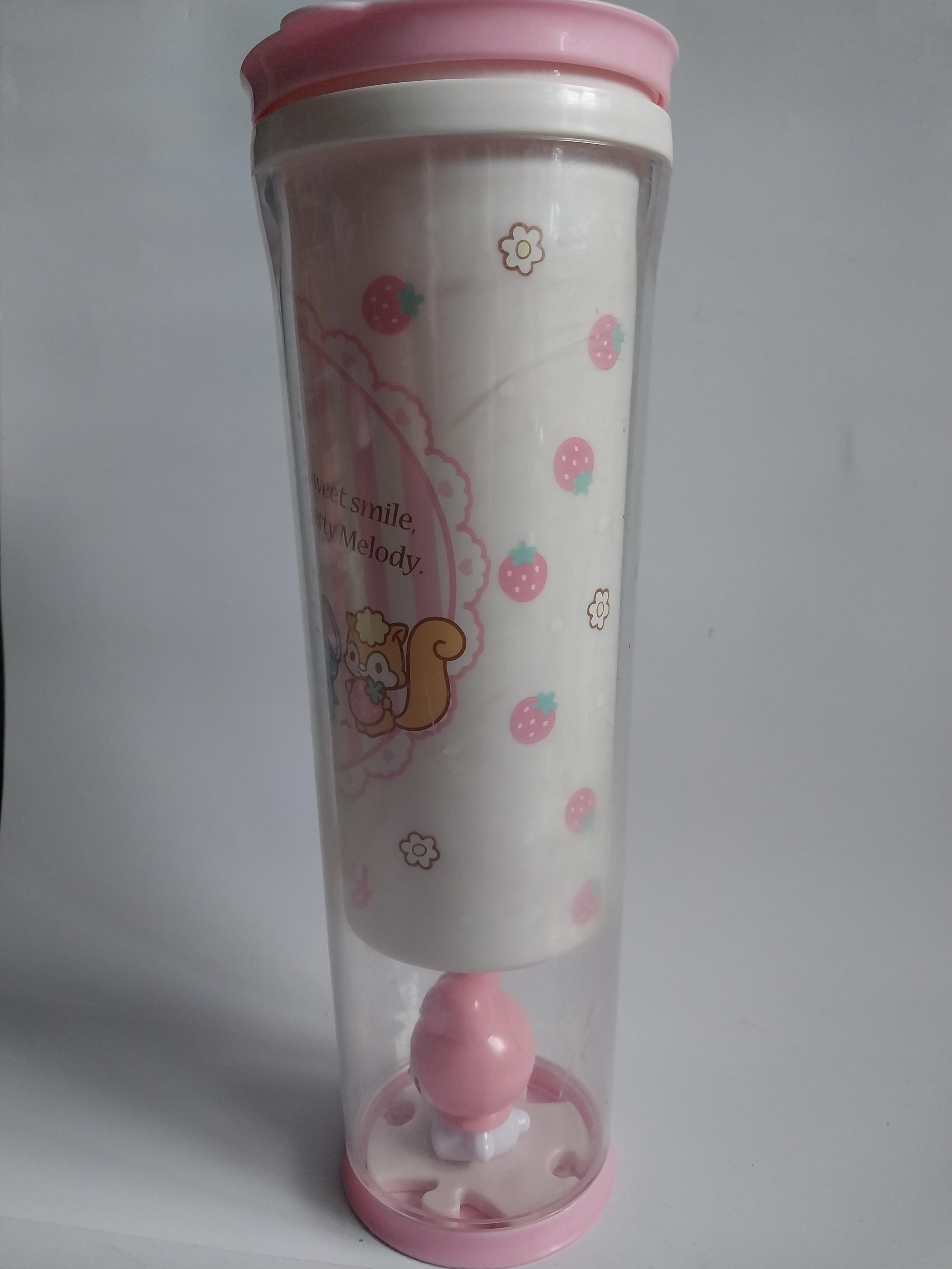 แก้วน้ำทรงสูงสีชมพู ลายมายเมโลดี้ ของสะสมจากเซเว่นอีเลฟเว่น