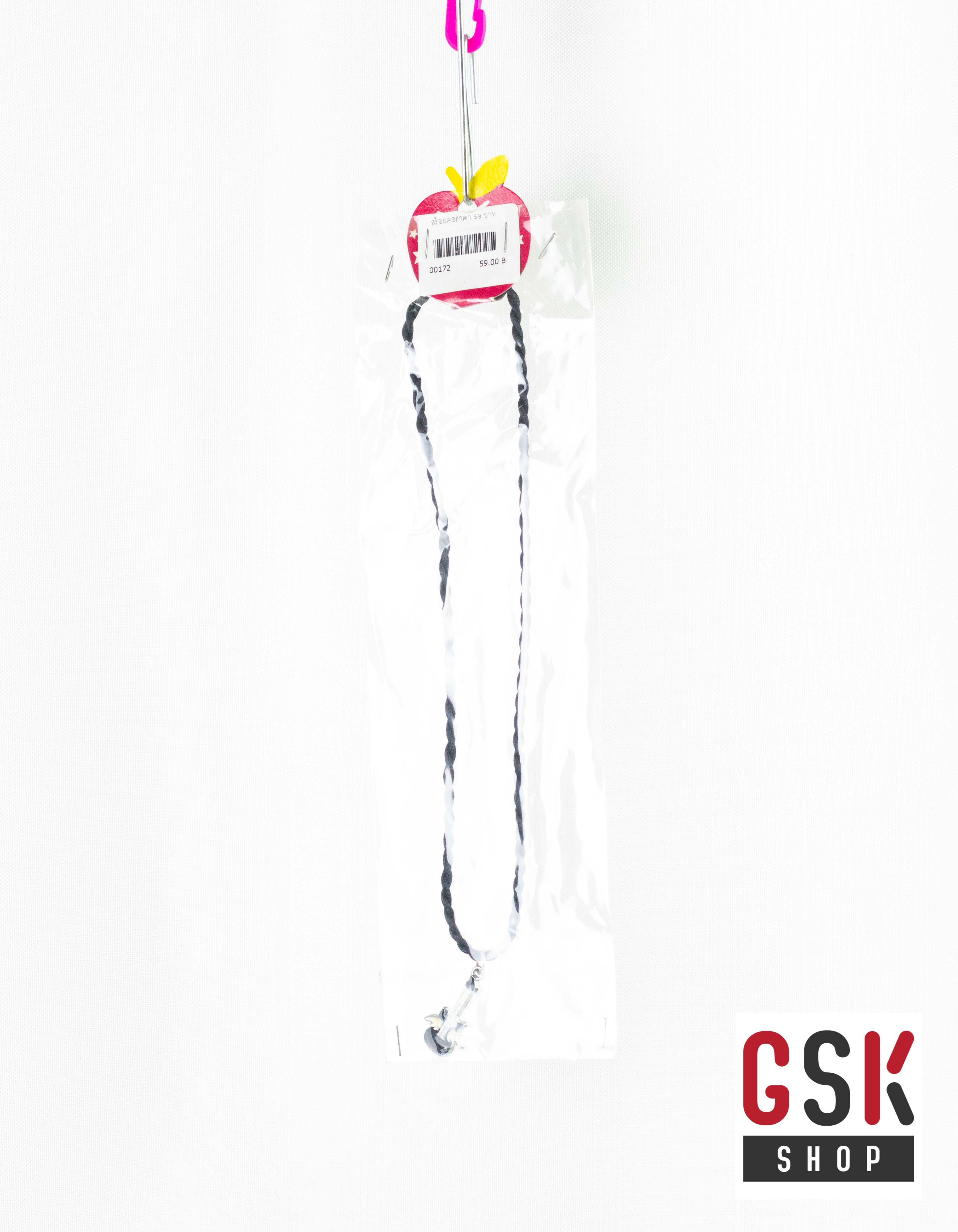 สร้อยคอเกลียวสีดำ+จี้สุดเก๋