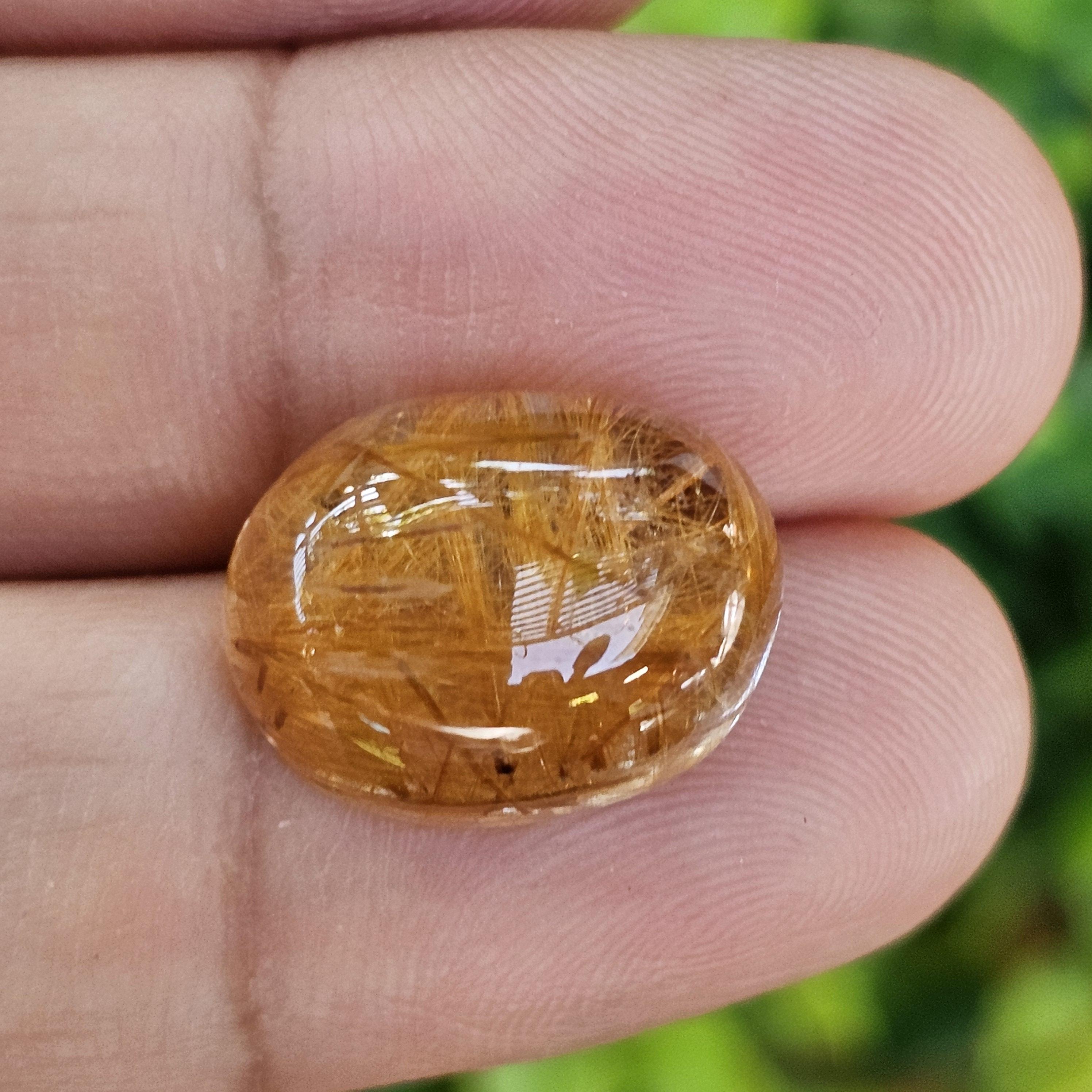 ไหมทอง ควอตซ์ Golden Rutilated Quartz 11.98 กะรัต Cts.พลอยแท้ อัญมณีมงคลประจําวันเกิด เครื่องประดับพลอย