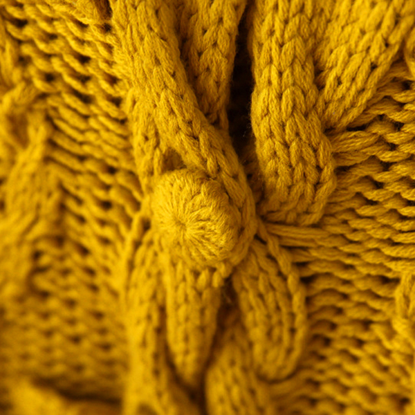 เสื้อคลุมกันหนาววินเทจ ไหมพรมหนานุ่มถักลายนูน (12065LM)