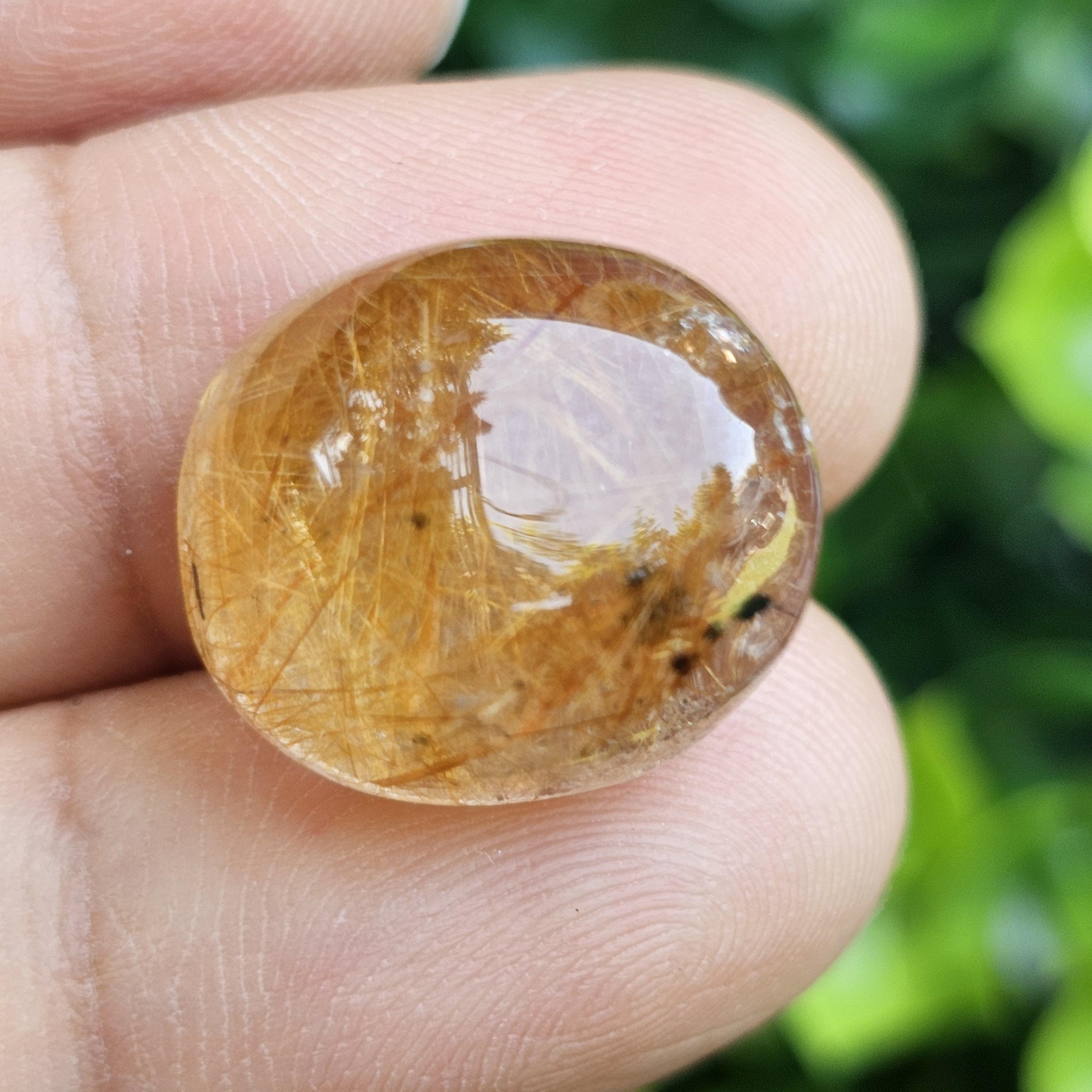 ไหมทอง ควอตซ์ Golden Rutilated Quartz 22.51 กะรัต Cts.พลอยแท้ อัญมณีมงคลประจําวันเกิด เครื่องประดับพลอย