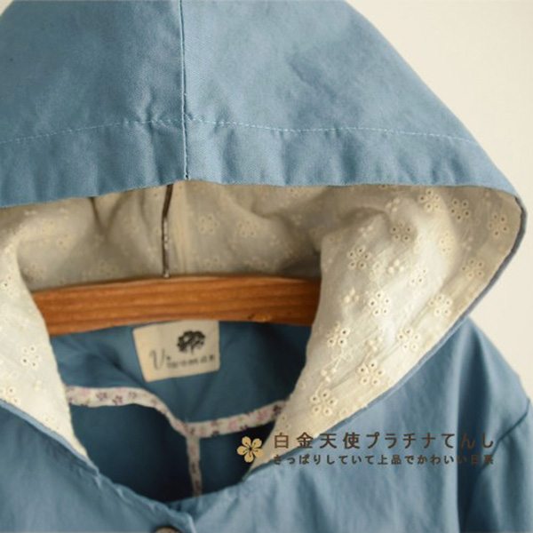 เสื้อแจ็คเก็ตกันหนาววินเทจ มีฮู้ดซับผ้าลูกไม้น่ารัก (12093LM)