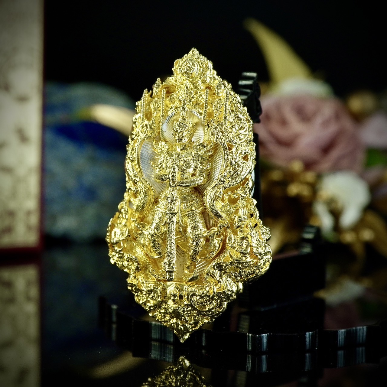 เหรียญจำปีท้าวเวสสุวรรณ รุ่น เพชรสมุทร รหัส10 เนื้อบรอนซ์ชุบ 2 กษัตริย์